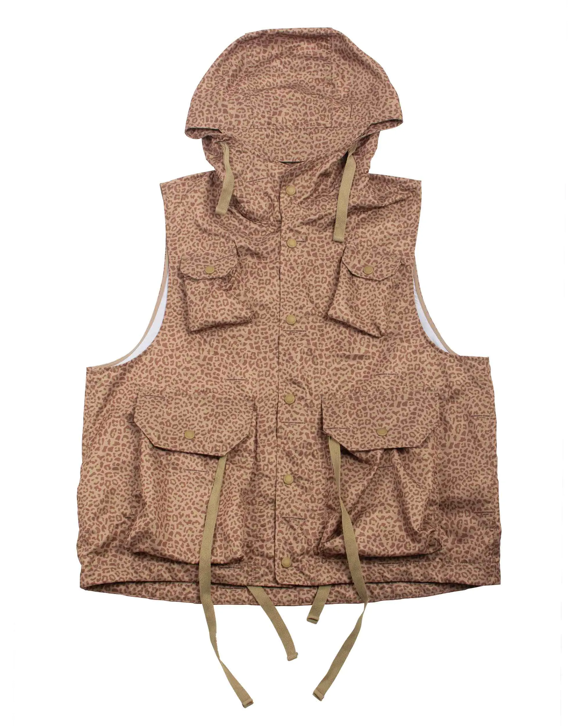 Engineered Garments Field Vest Brown Poly Fibre Leopard Print sold by Lost & Found