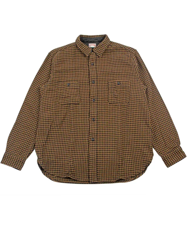 The Real McCoy's MS21102 8HU Houndstooth Flannel Shirt Mustard sold by Lost & Found