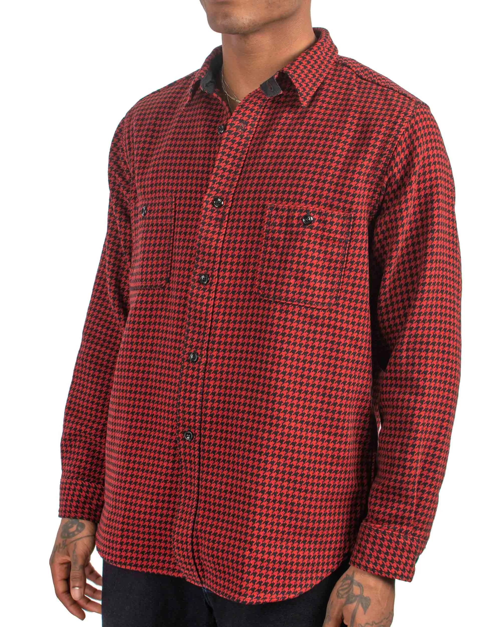 The Real McCoy's MS21102 8HU Houndstooth Flannel Shirt Red sold by Lost & Found product image thumbnail 4