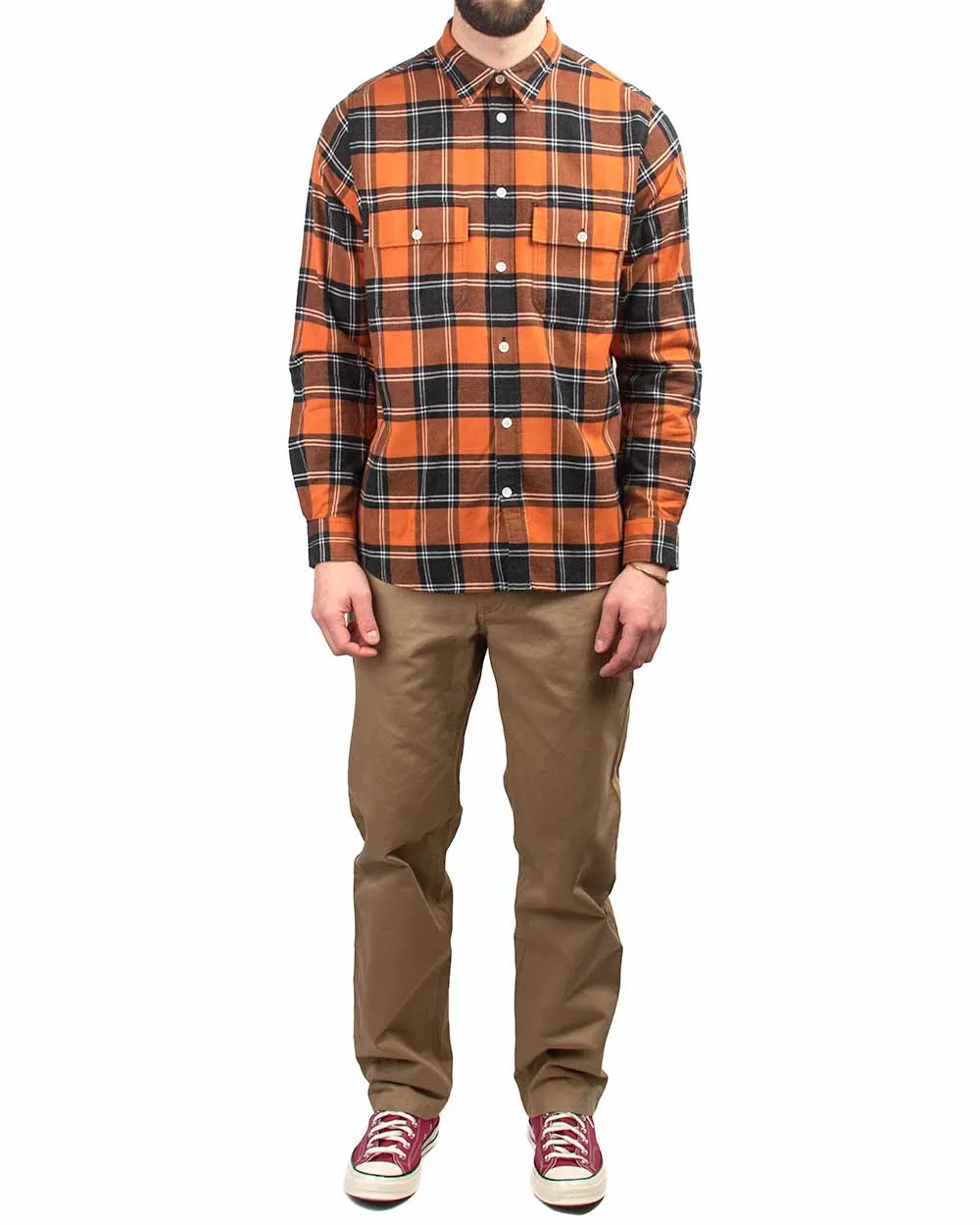 Norse Projects Villads Brushed Flannel Check Cochineal Red sold by Lost & Found product image thumbnail 2