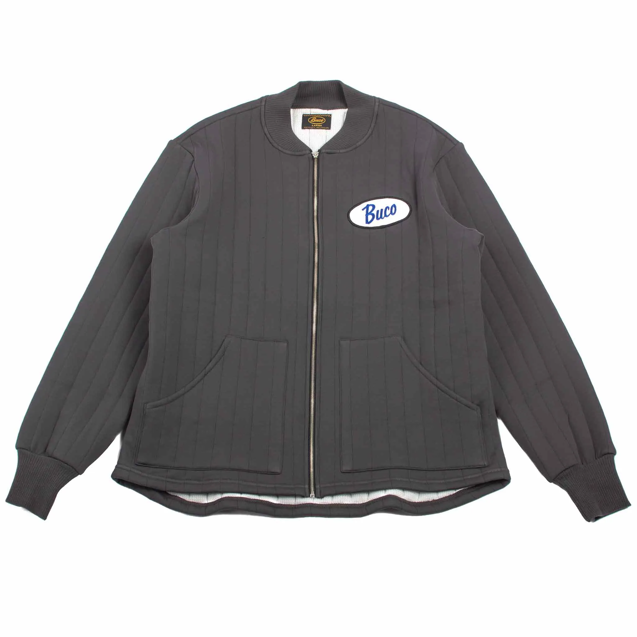 The Real McCoy's BC21101 Buco F/Z Nylon Quilted Sweatshirt Charcoal sold by Lost & Found