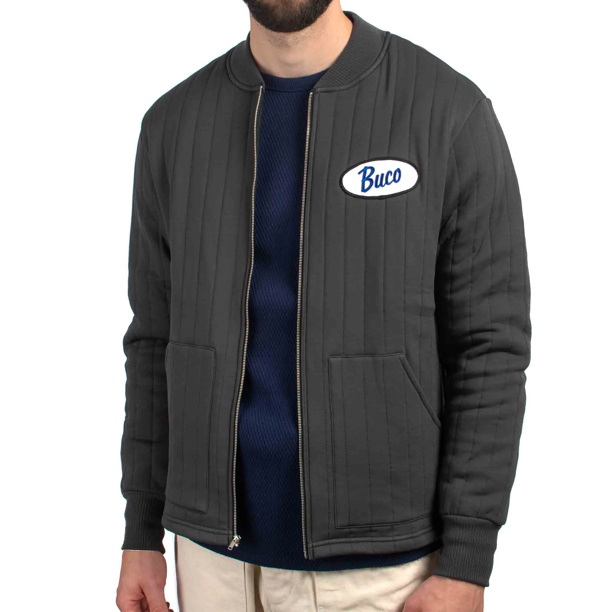 The Real McCoy's BC21101 Buco F/Z Nylon Quilted Sweatshirt Charcoal sold by Lost & Found product image thumbnail 4