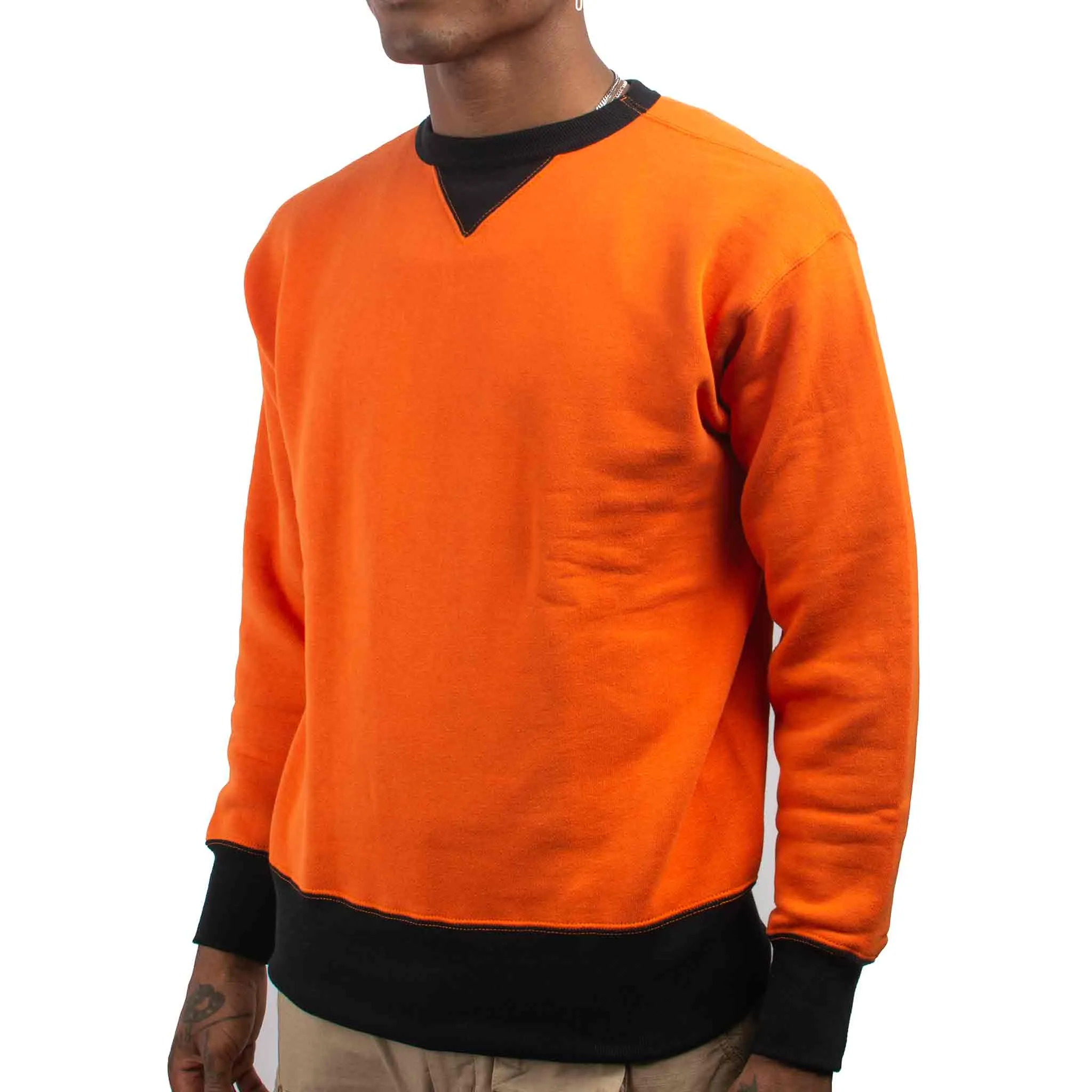 The Real McCoy's MC19112 Two-Tone Crewneck Sweatshirt Orange/Black sold by Lost & Found product image thumbnail 4