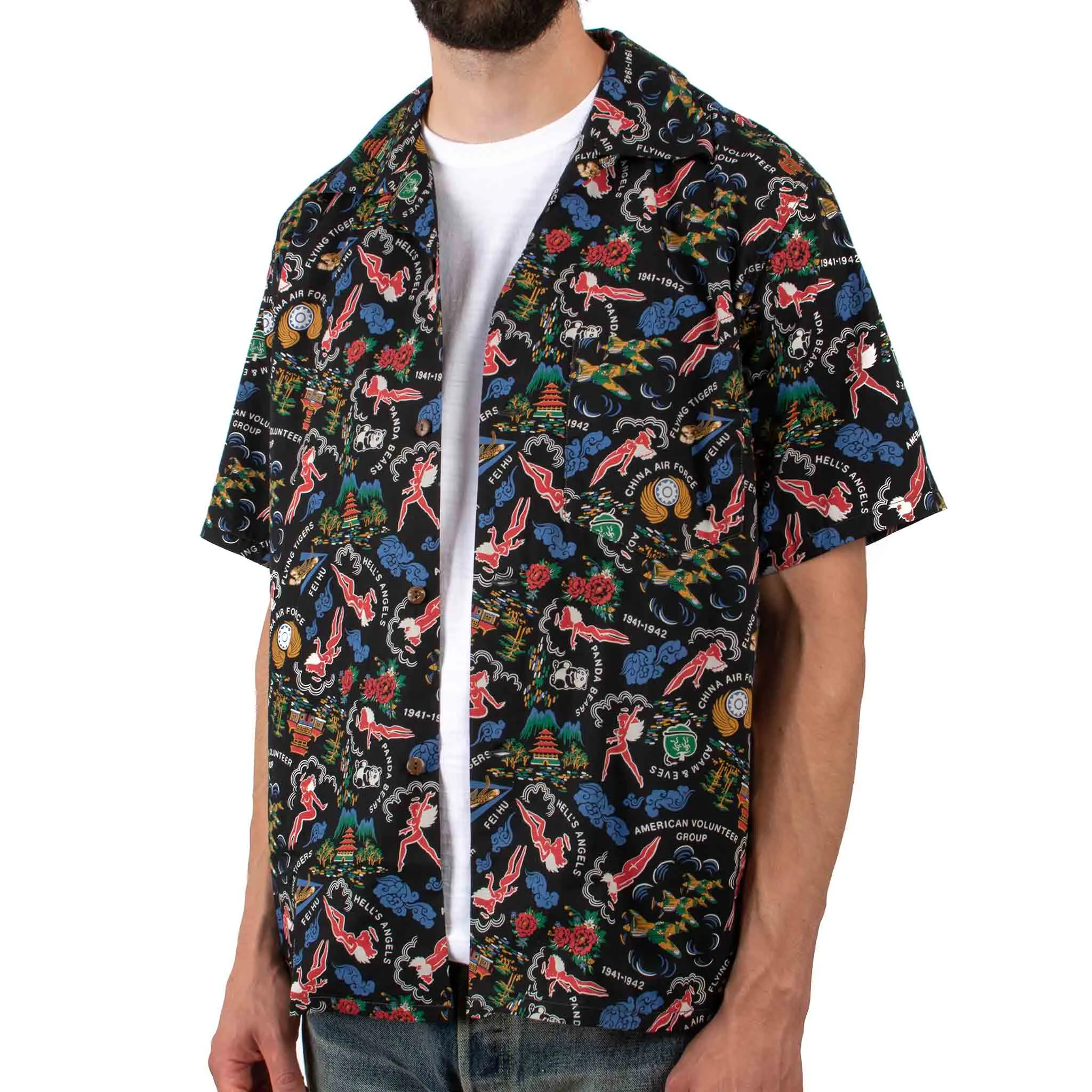 The Real McCoy's MS21002 Cotton Hawaiian Shirt / Flying Tigers Black sold by Lost & Found product image thumbnail 4