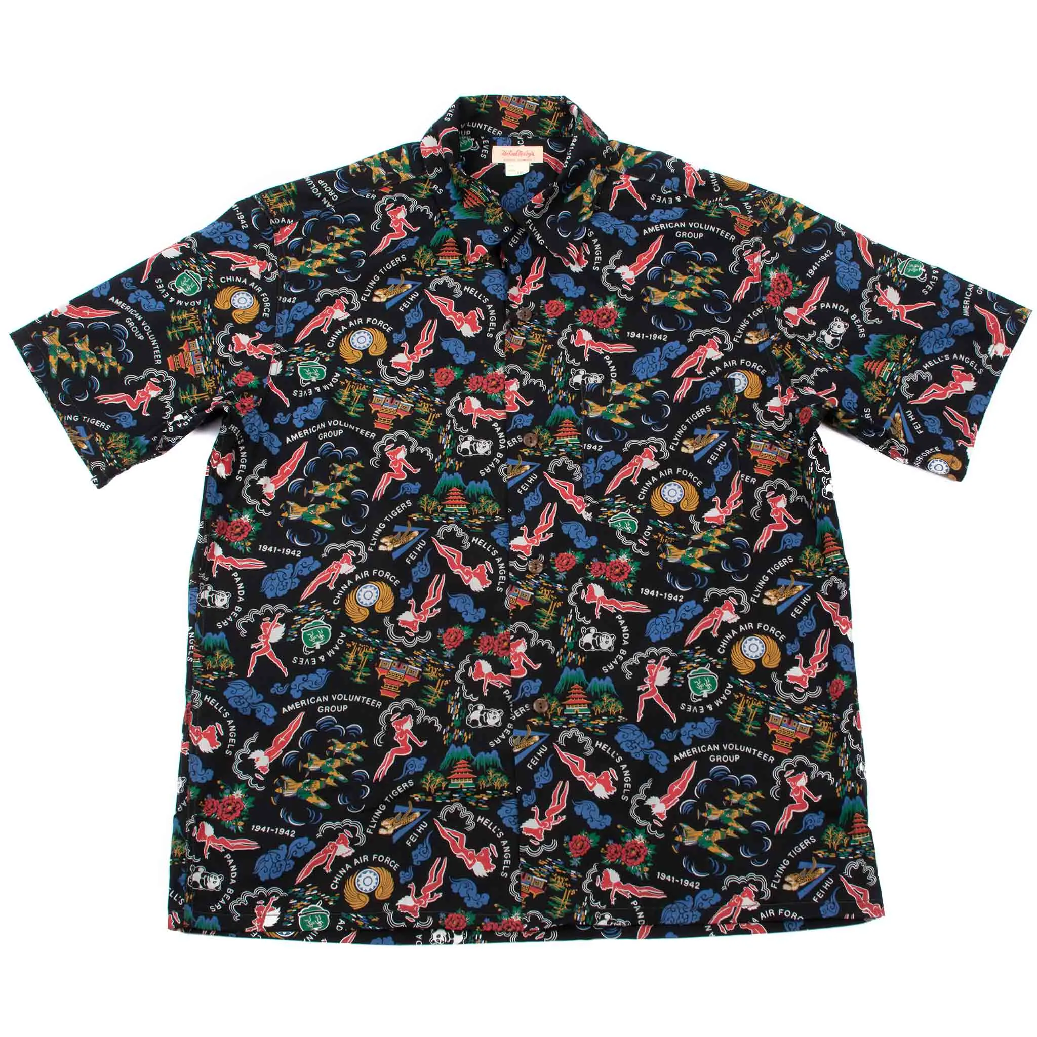 The Real McCoy's MS21002 Cotton Hawaiian Shirt / Flying Tigers Black sold by Lost & Found