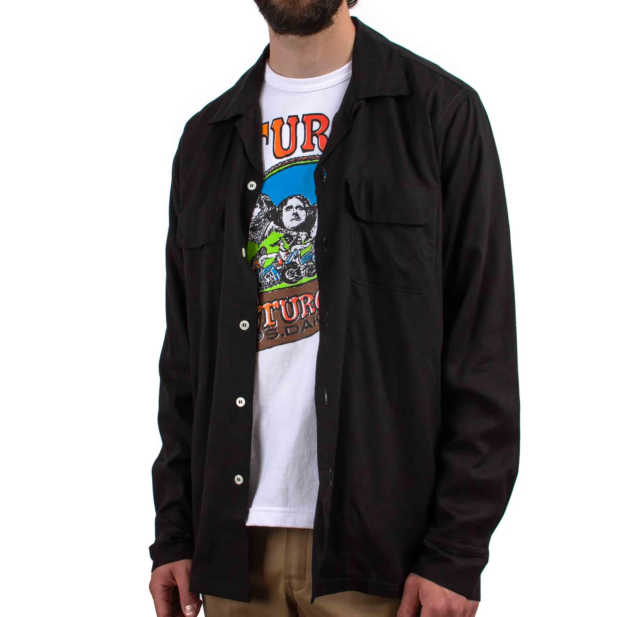 The Real McCoy's MS21009 Open Collar Rayon Shirt Black sold by Lost & Found product image thumbnail 4