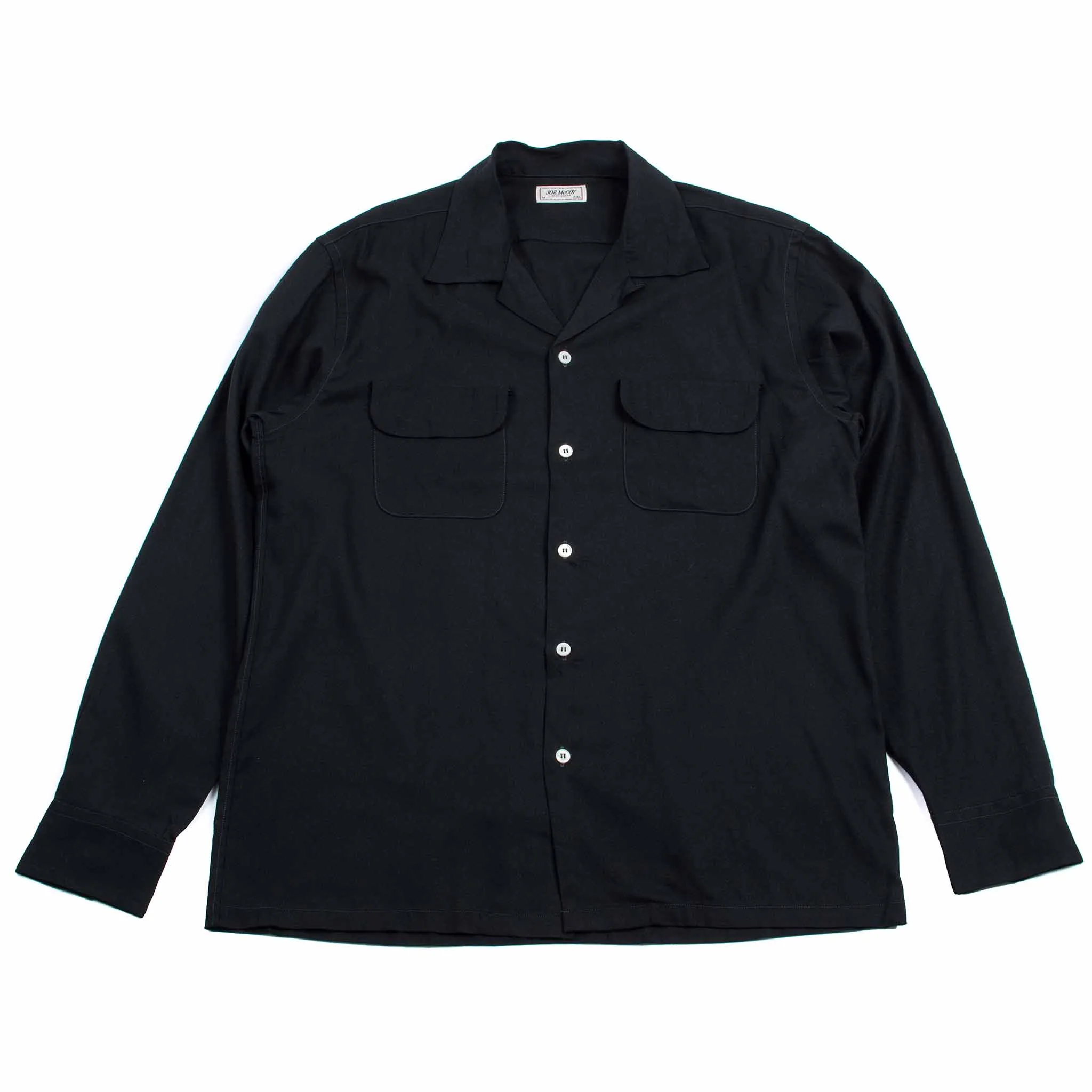 The Real McCoy's MS21009 Open Collar Rayon Shirt Black sold by Lost & Found