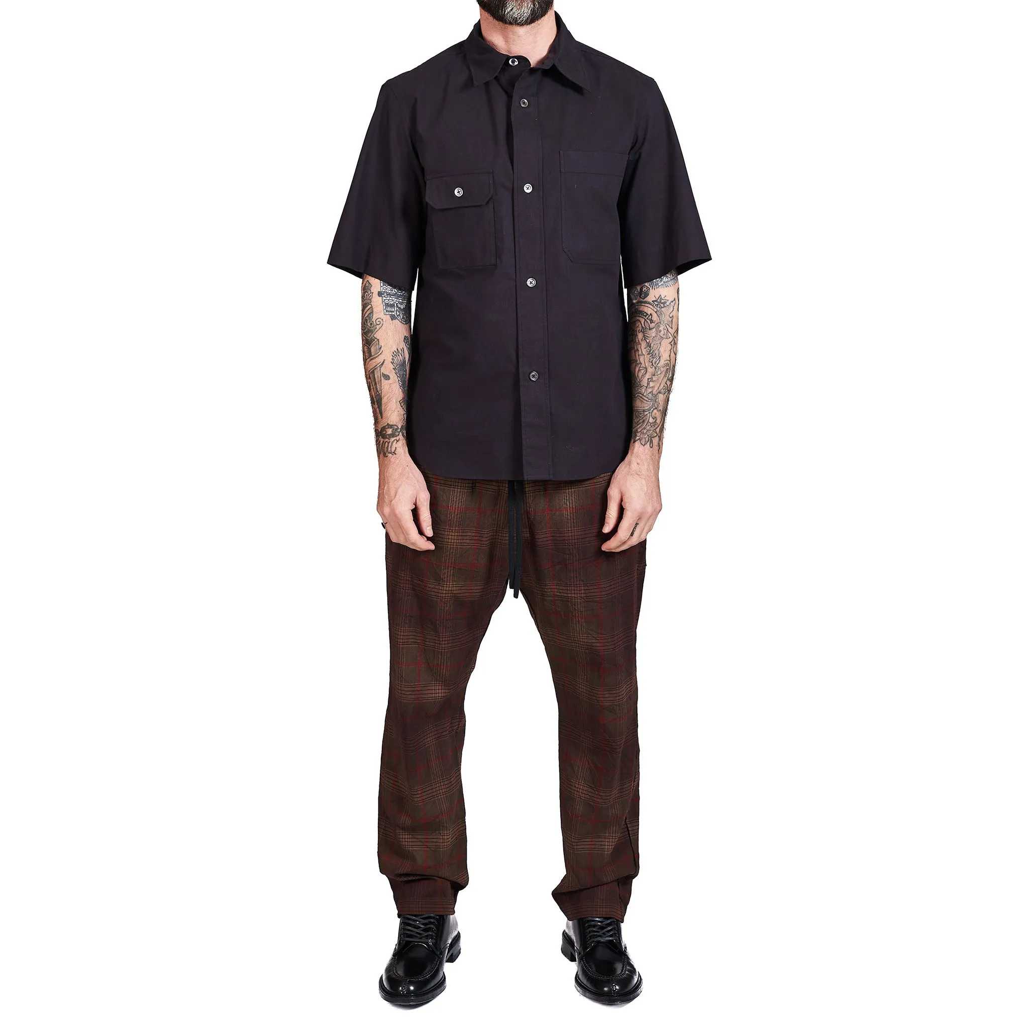 Margaret Howell Short Sleeve Odd Pocket Shirt Dense Cotton End On End Black sold by Lost & Found product image thumbnail 2
