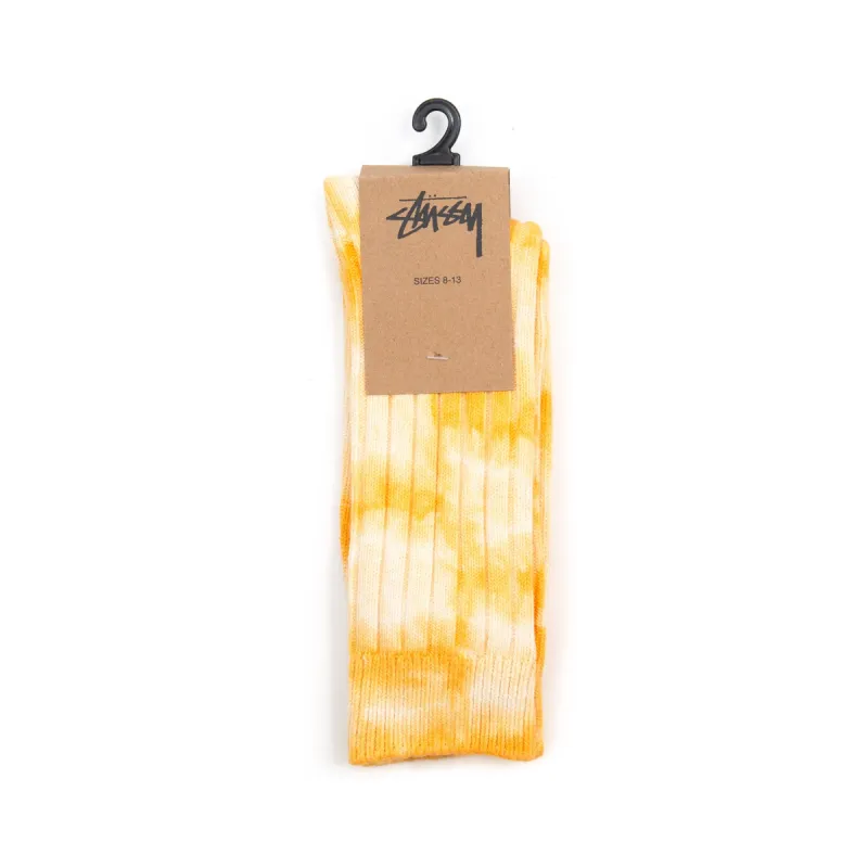 Stüssy Dyed Ribbed Crew Socks Yellow sold by Lost & Found