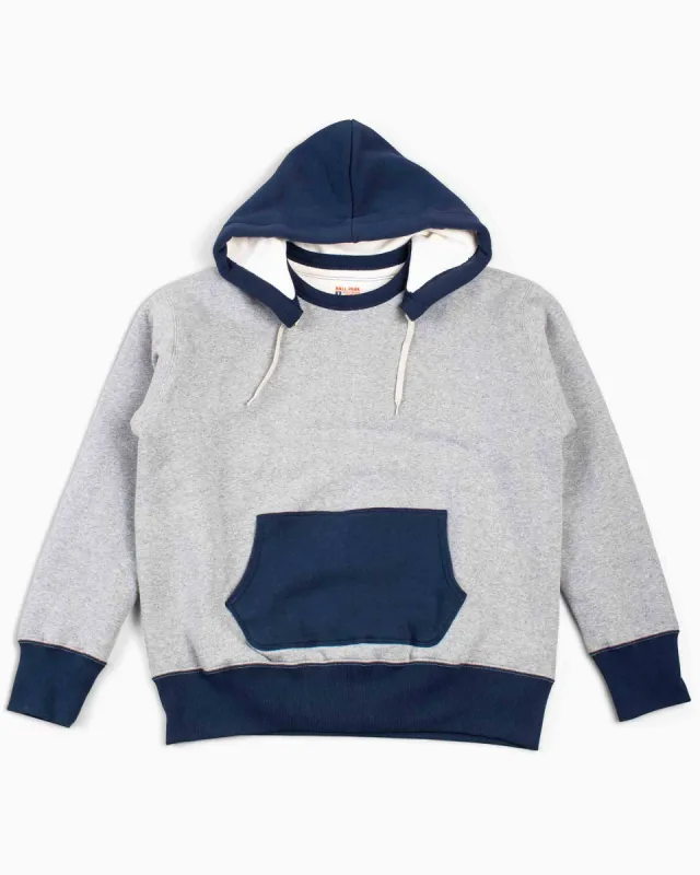 The Real McCoy's MC20119 Double Face After-Hooded Sweatshirt Grey/Navy sold by Lost & Found