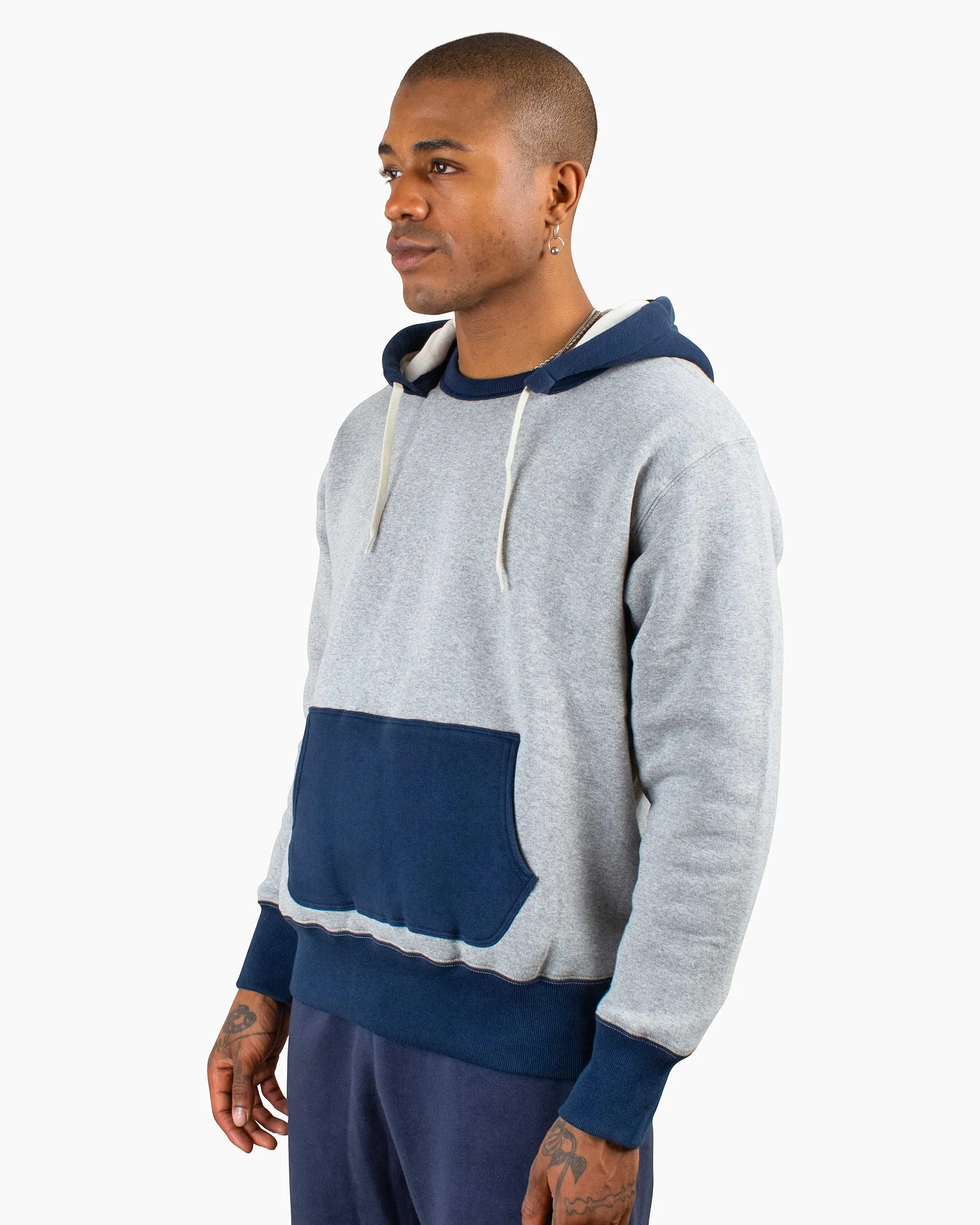 The Real McCoy's MC20119 Double Face After-Hooded Sweatshirt Grey/Navy sold by Lost & Found product image thumbnail 4