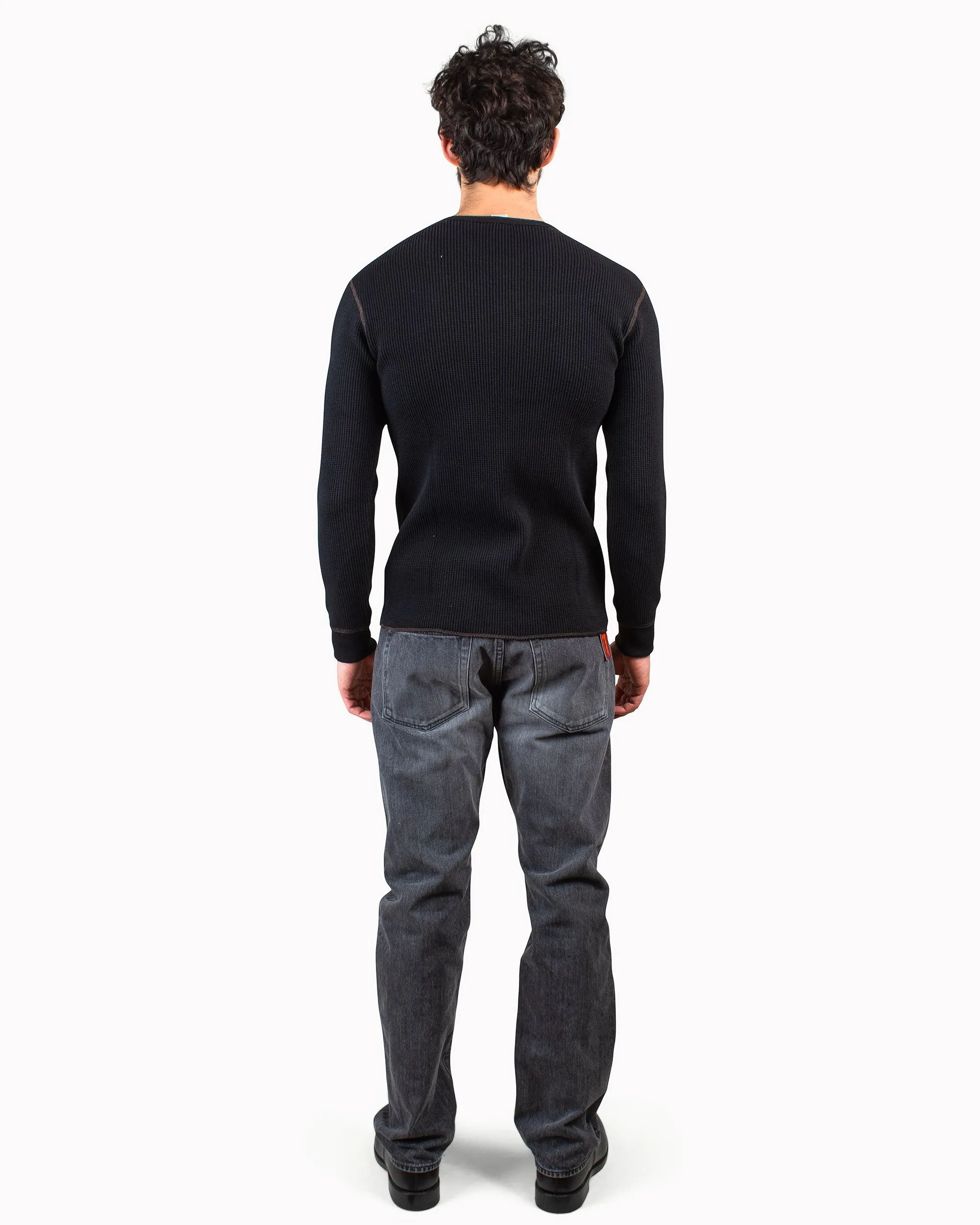 The Real McCoy's MC17117 Waffle Henley Shirt L/S Black sold by Lost & Found product image thumbnail 3