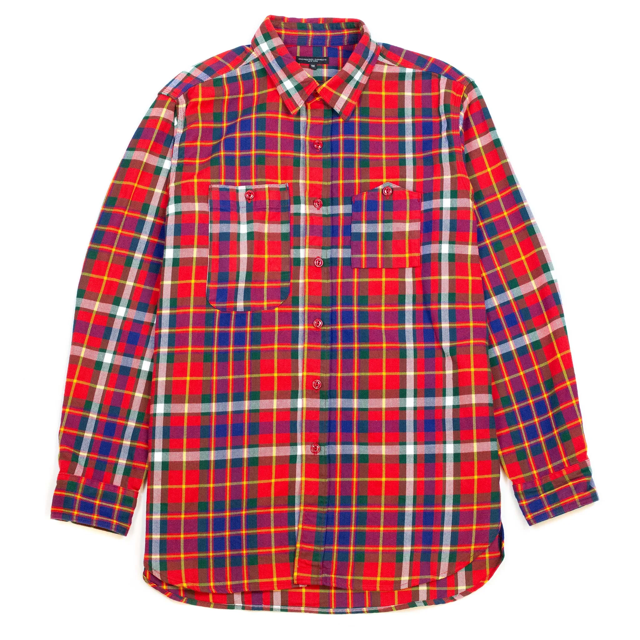 Engineered Garments Work Shirt Red Green Yellow Cotton Twill Plaid sold by Lost & Found