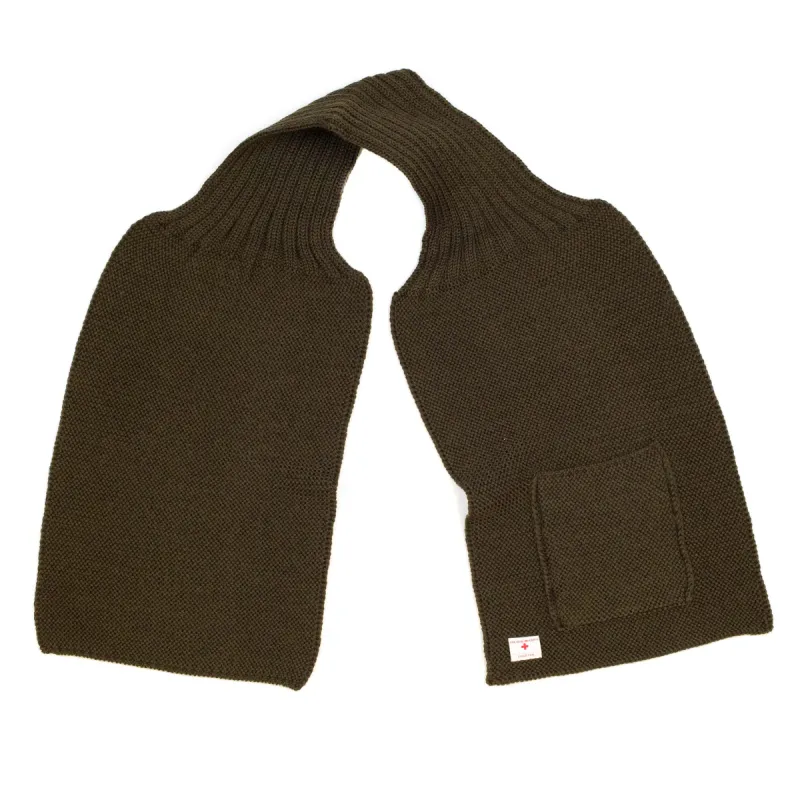 The Real McCoy's MA20102 Wool, Ribbed Muffler Olive sold by Lost & Found