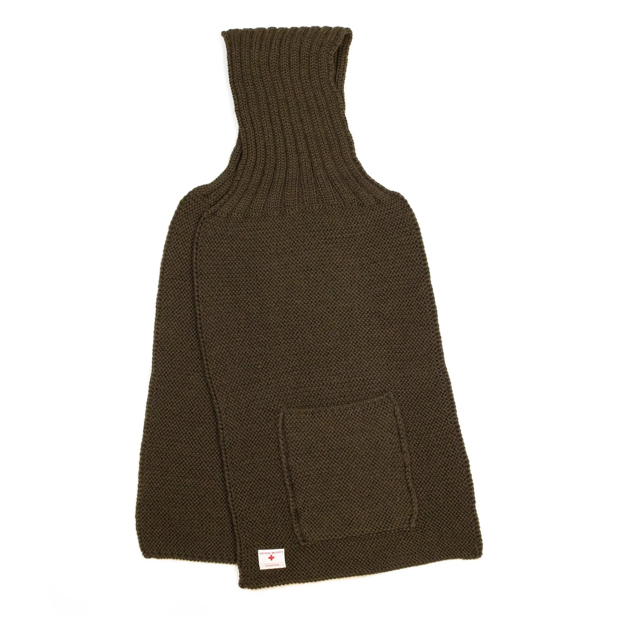 The Real McCoy's MA20102 Wool, Ribbed Muffler Olive sold by Lost & Found product image thumbnail 2