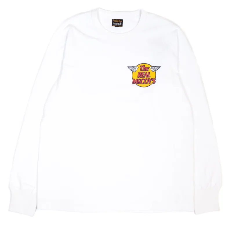 The Real McCoy's MC20002 Logo Tee L/S White sold by Lost & Found