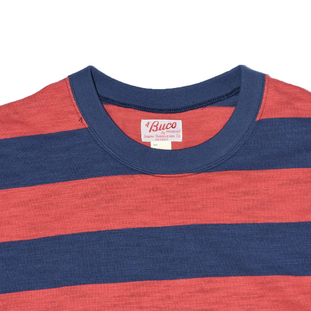 The Real McCoy's BC20007 Buco Stripe Tee S/S Red/Navy sold by Lost & Found product image thumbnail 3