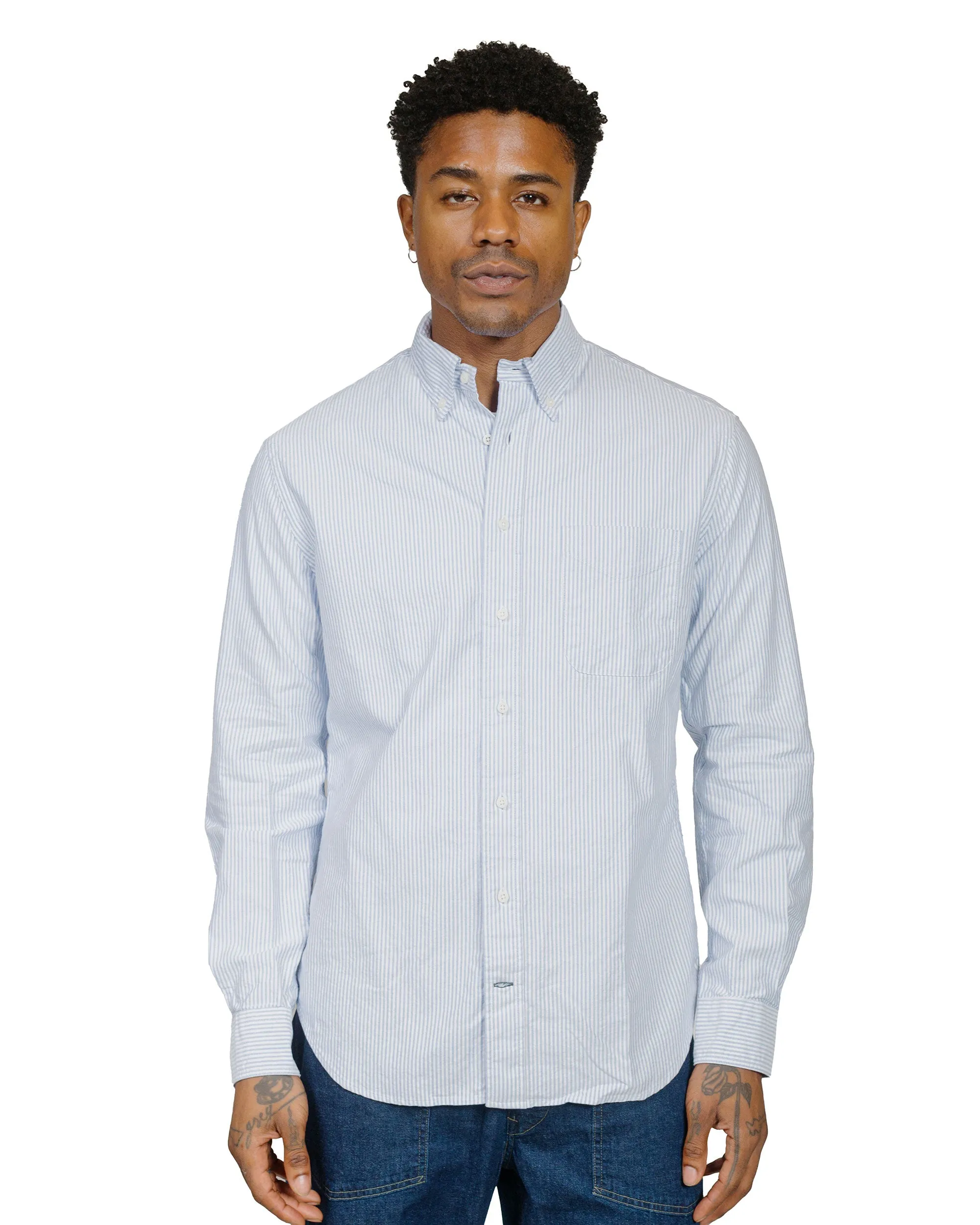 Gitman Vintage Bros. Blue Stripe Oxford Long Sleeve sold by Lost & Found product image thumbnail 2