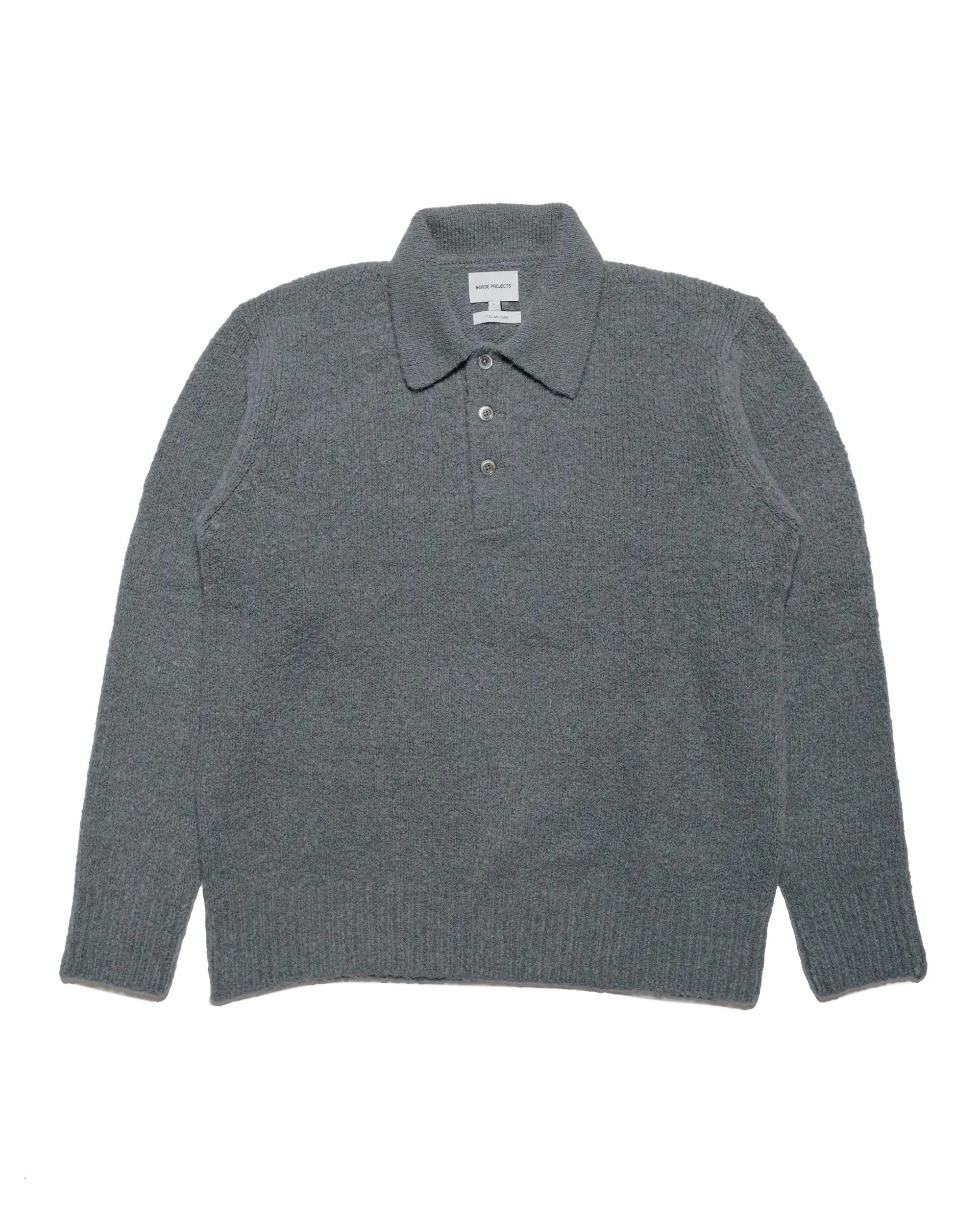 Norse Projects Rasmus Relaxed Brushed Polo Mouse Grey sold by Lost & Found
