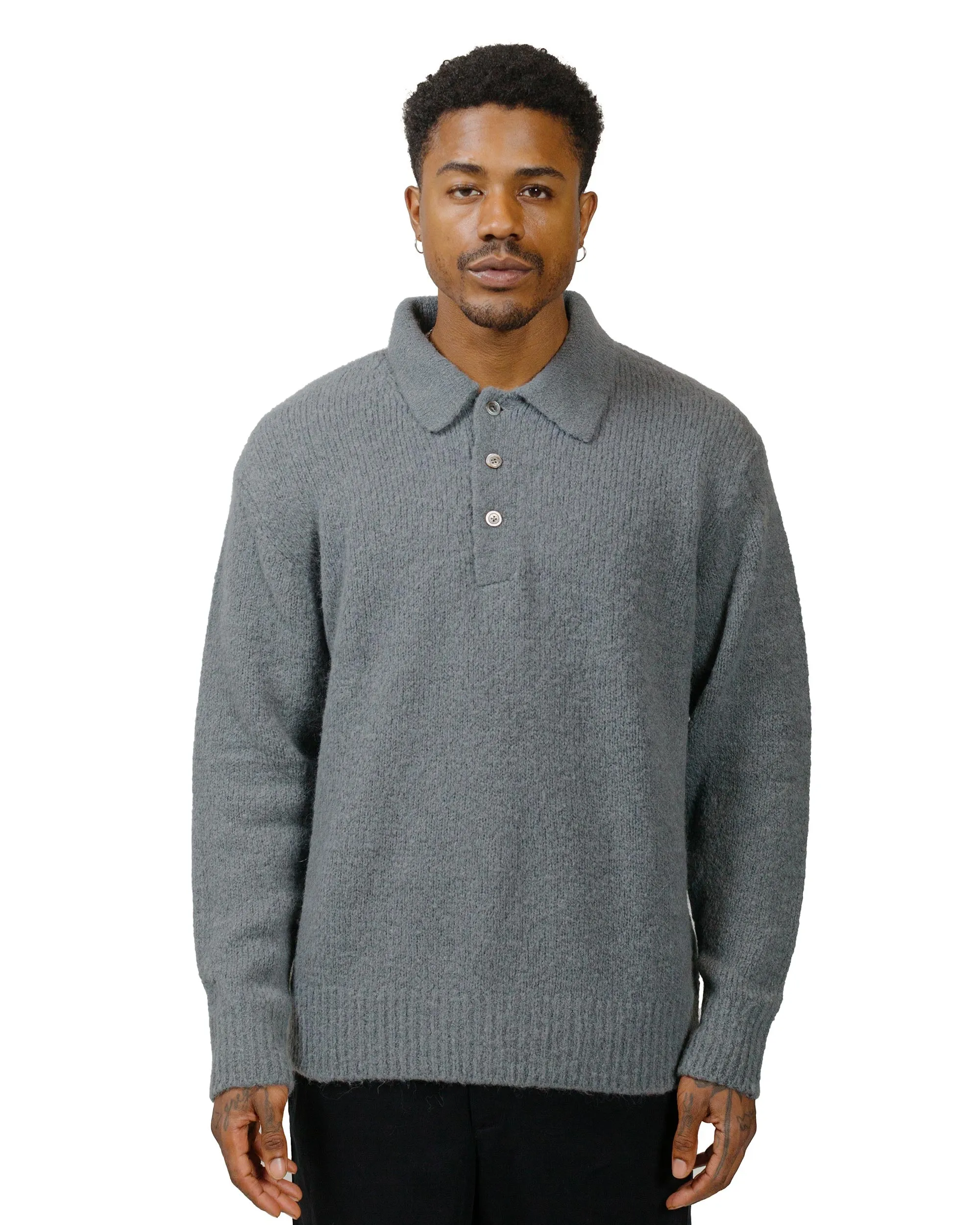 Norse Projects Rasmus Relaxed Brushed Polo Mouse Grey sold by Lost & Found product image thumbnail 2