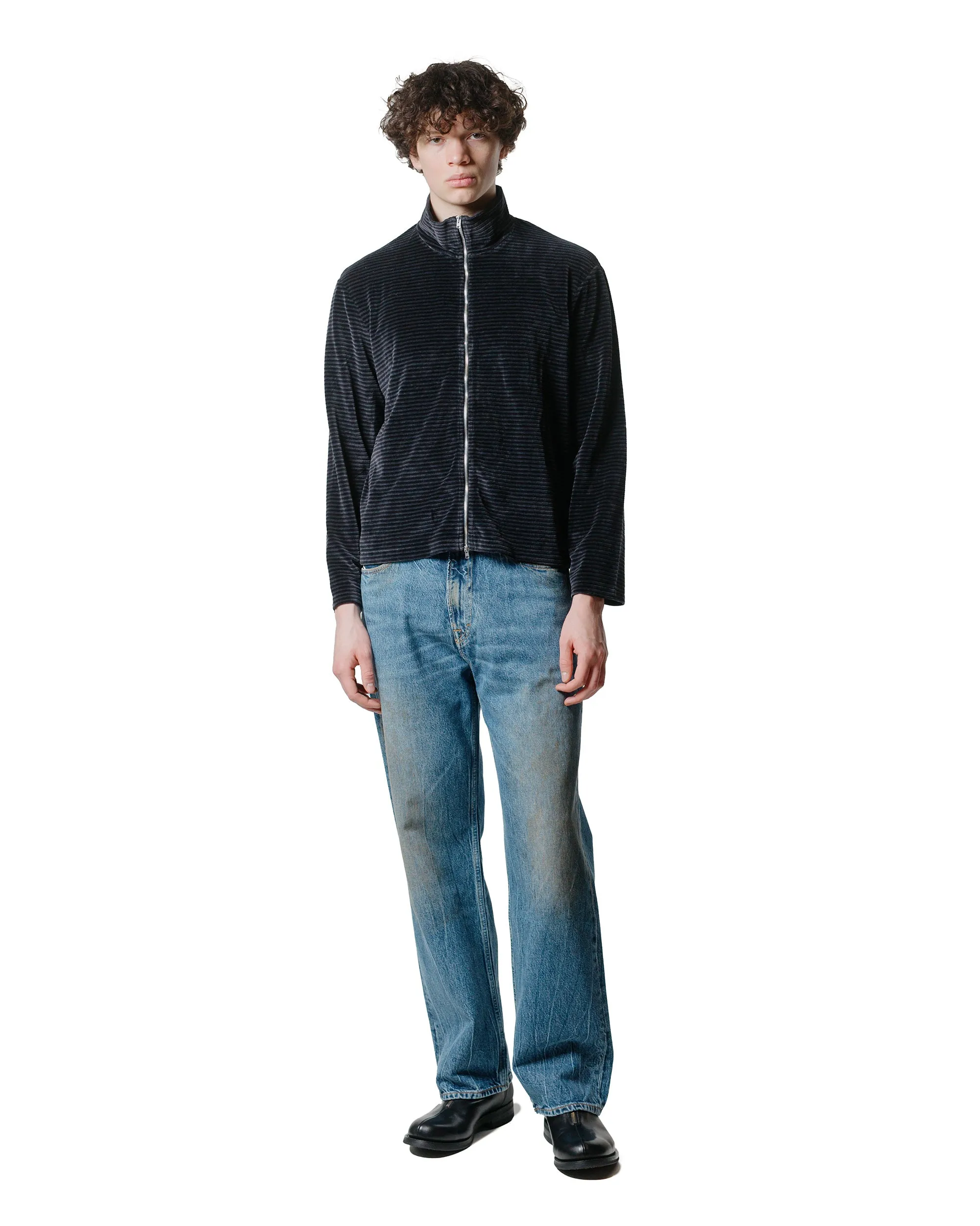 Our Legacy Shrunken Full Zip Polo Phantom Stripe Velour sold by Lost & Found product image thumbnail 4