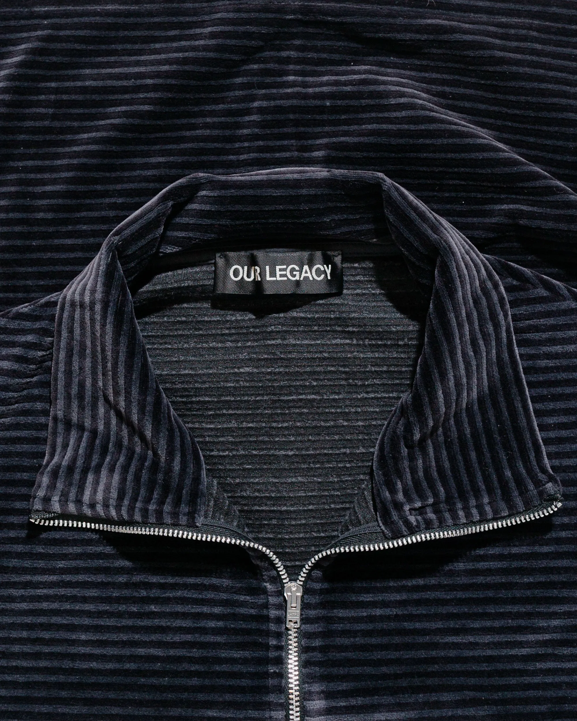 Our Legacy Shrunken Full Zip Polo Phantom Stripe Velour sold by Lost & Found product image thumbnail 5
