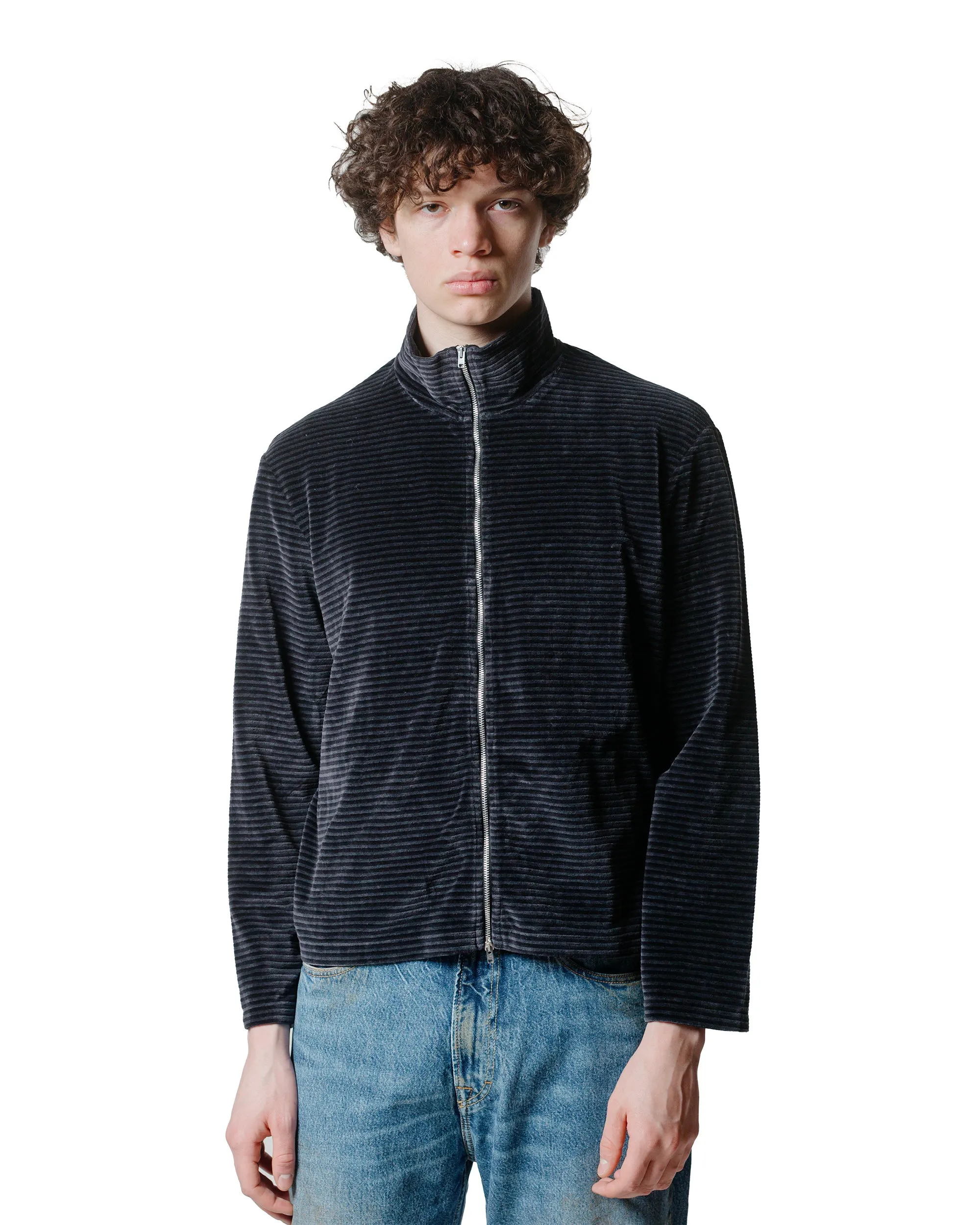 Our Legacy Shrunken Full Zip Polo Phantom Stripe Velour sold by Lost & Found product image thumbnail 2