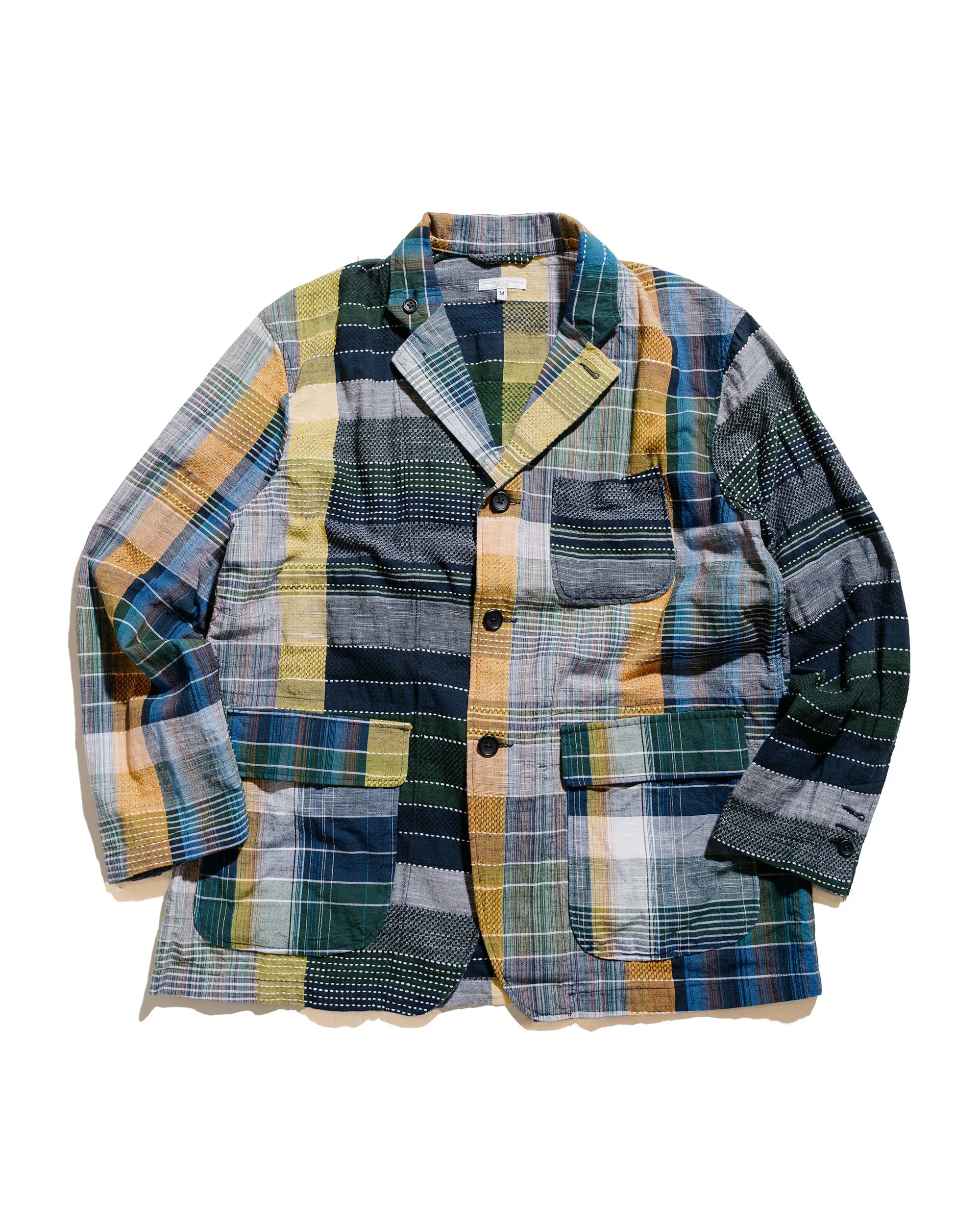 Engineered Garments Loiter Jacket Navy/Yellow/Green Dobby Jacquard sold by Lost & Found