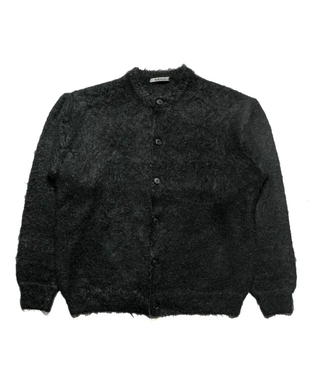 Auralee Brushed Super Kid Mohair Knit Cardigan Ink Black sold by Lost & Found