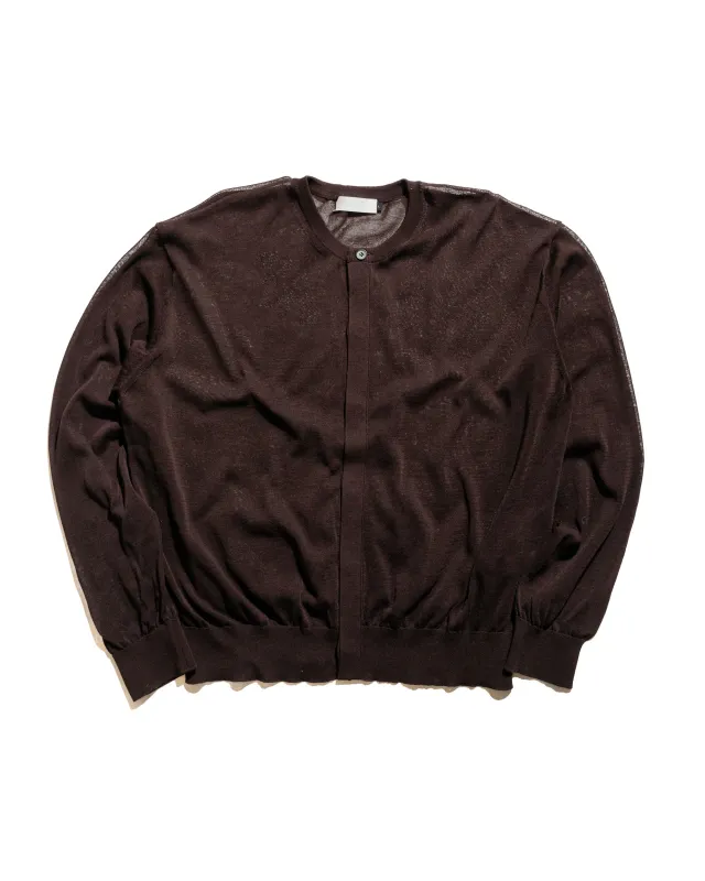 Amomento Sheer Round Cardigan Dark Brown sold by Lost & Found
