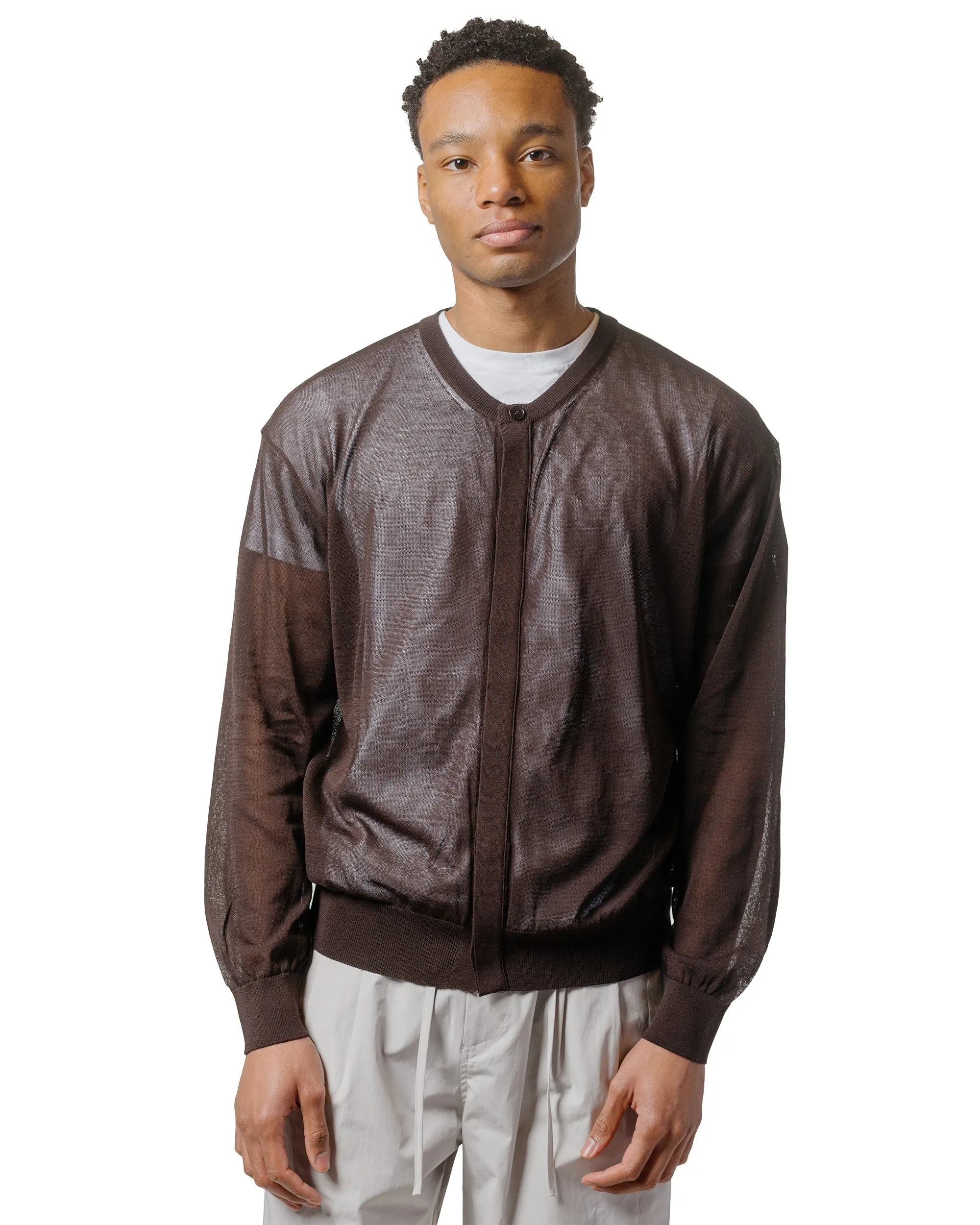 Amomento Sheer Round Cardigan Dark Brown sold by Lost & Found product image thumbnail 2