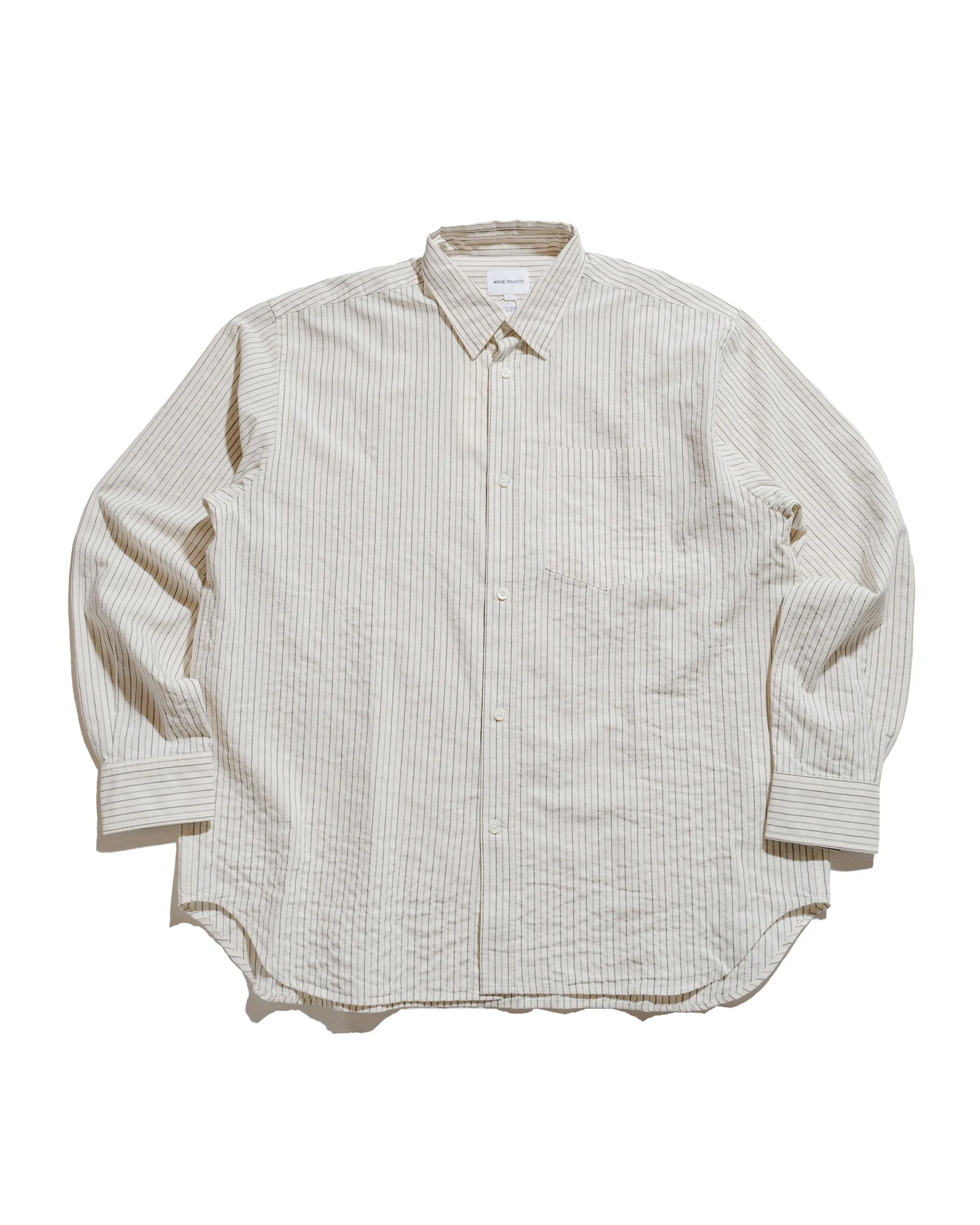 Norse Projects Mo Oversized Striped Shirt Chestnut sold by Lost & Found