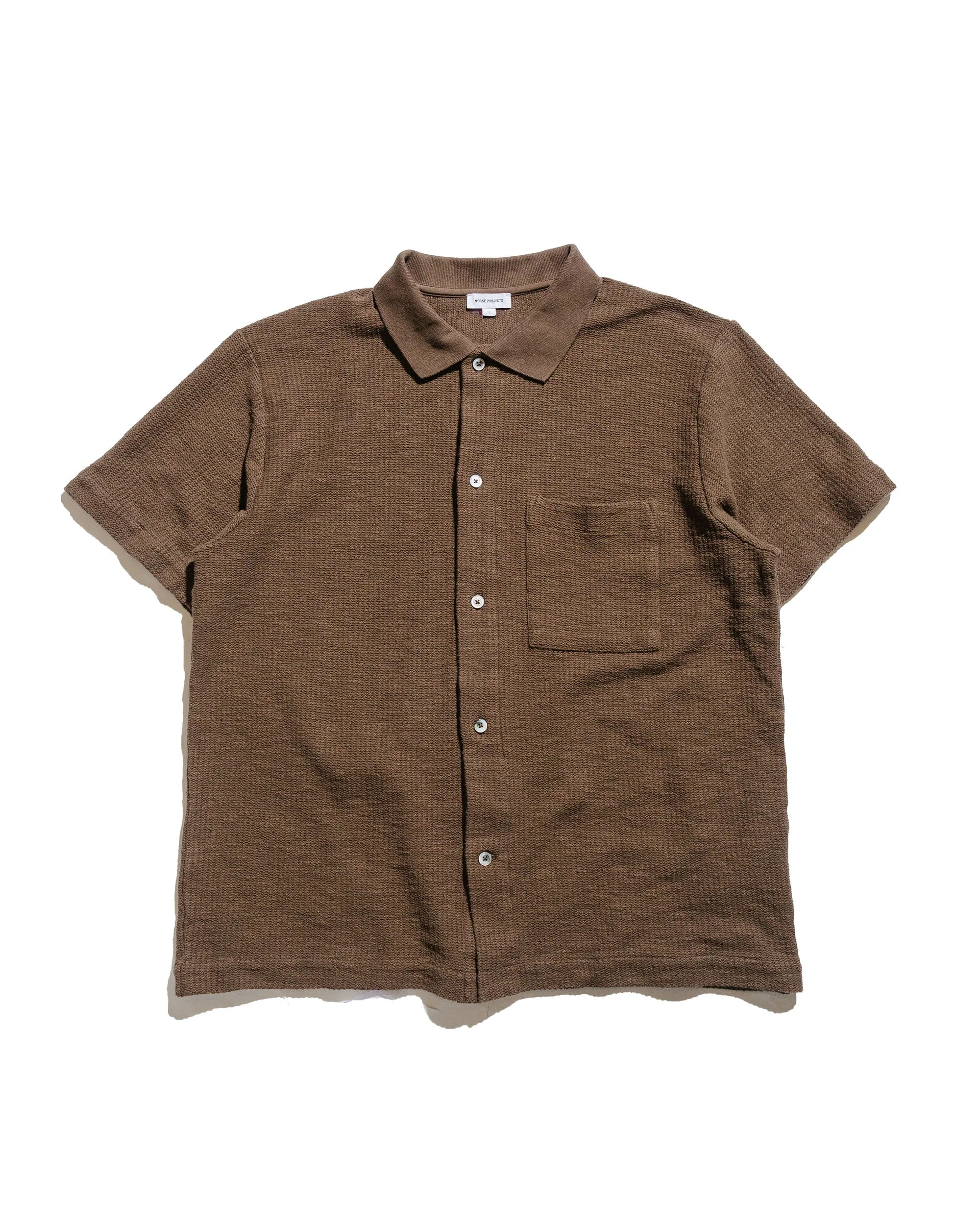 Norse Projects Gustav Crochet Jersey Shirt Chestnut sold by Lost & Found