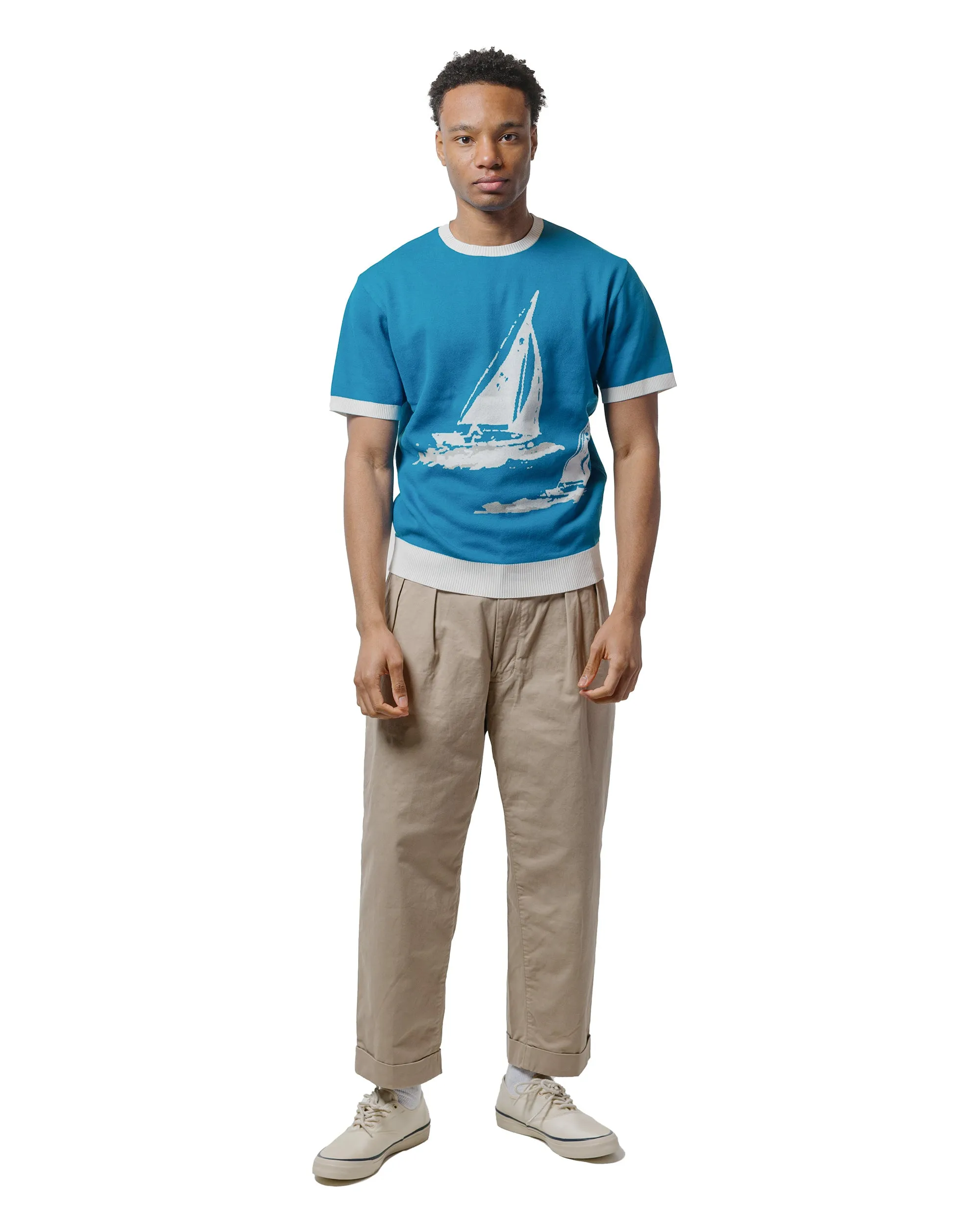 Beams Plus Sperry Top-Sider Knit Tee Box Jacquard Sax sold by Lost & Found product image thumbnail 4