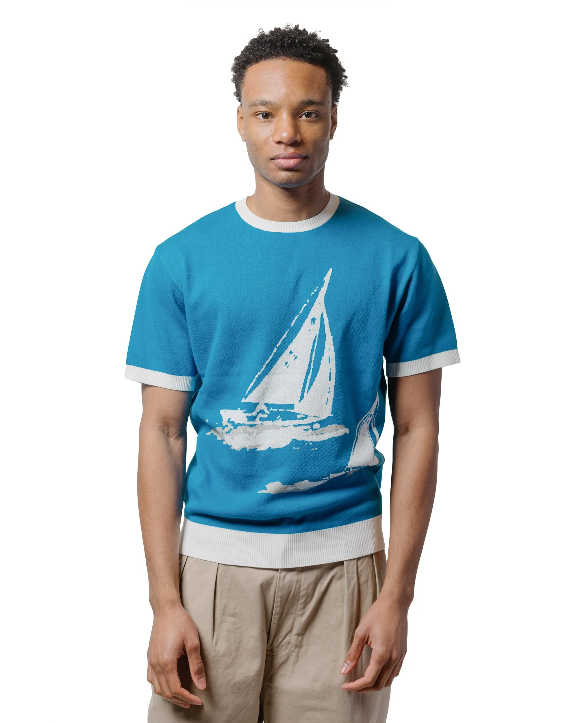 Beams Plus Sperry Top-Sider Knit Tee Box Jacquard Sax sold by Lost & Found product image thumbnail 2