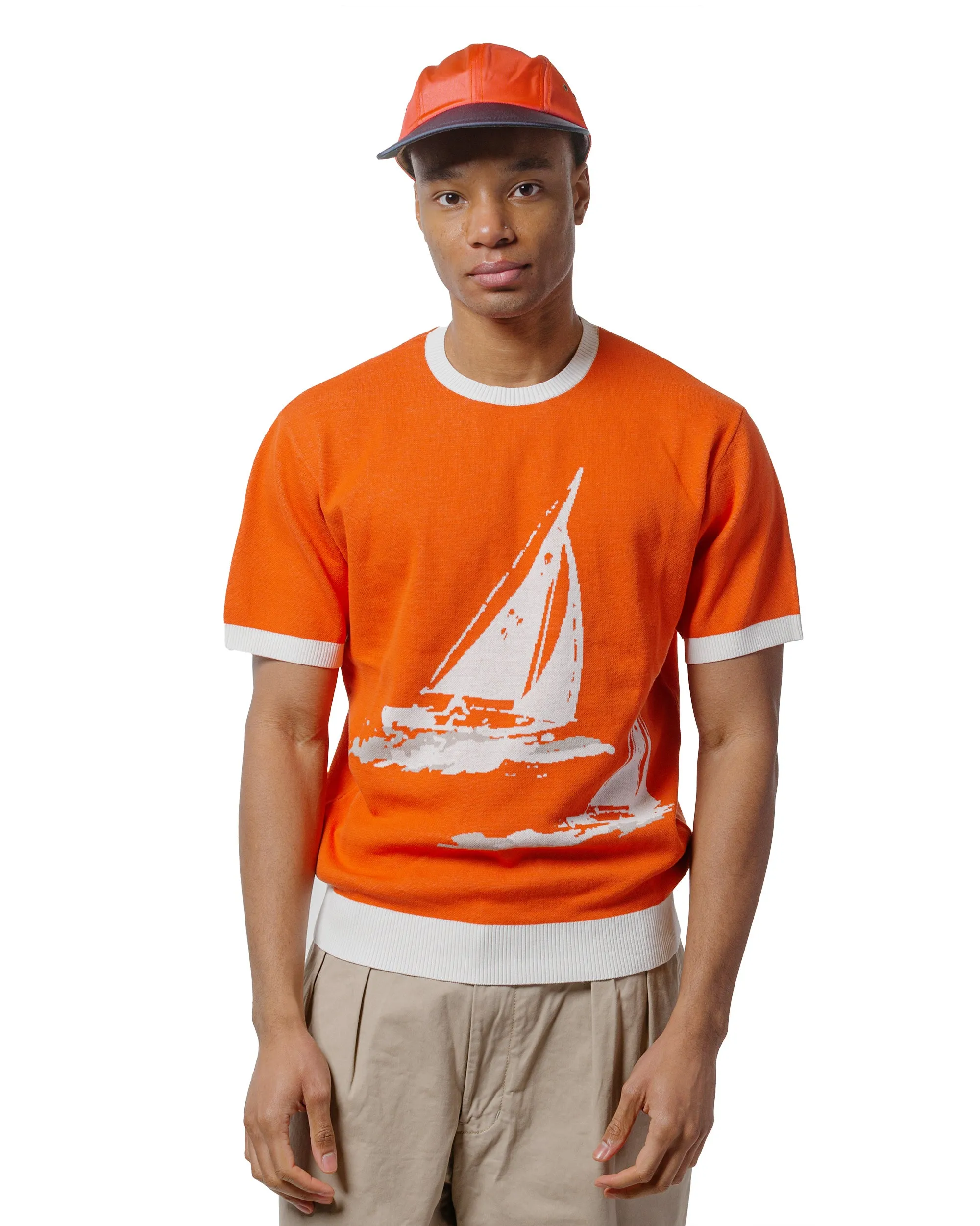 Beams Plus Sperry Top-Sider Knit Tee Box Jacquard BP Orange sold by Lost & Found product image thumbnail 2