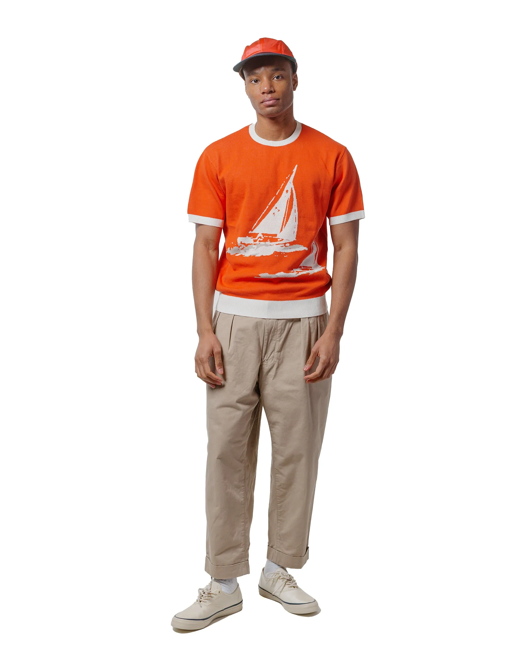 Beams Plus Sperry Top-Sider Knit Tee Box Jacquard BP Orange sold by Lost & Found product image thumbnail 4
