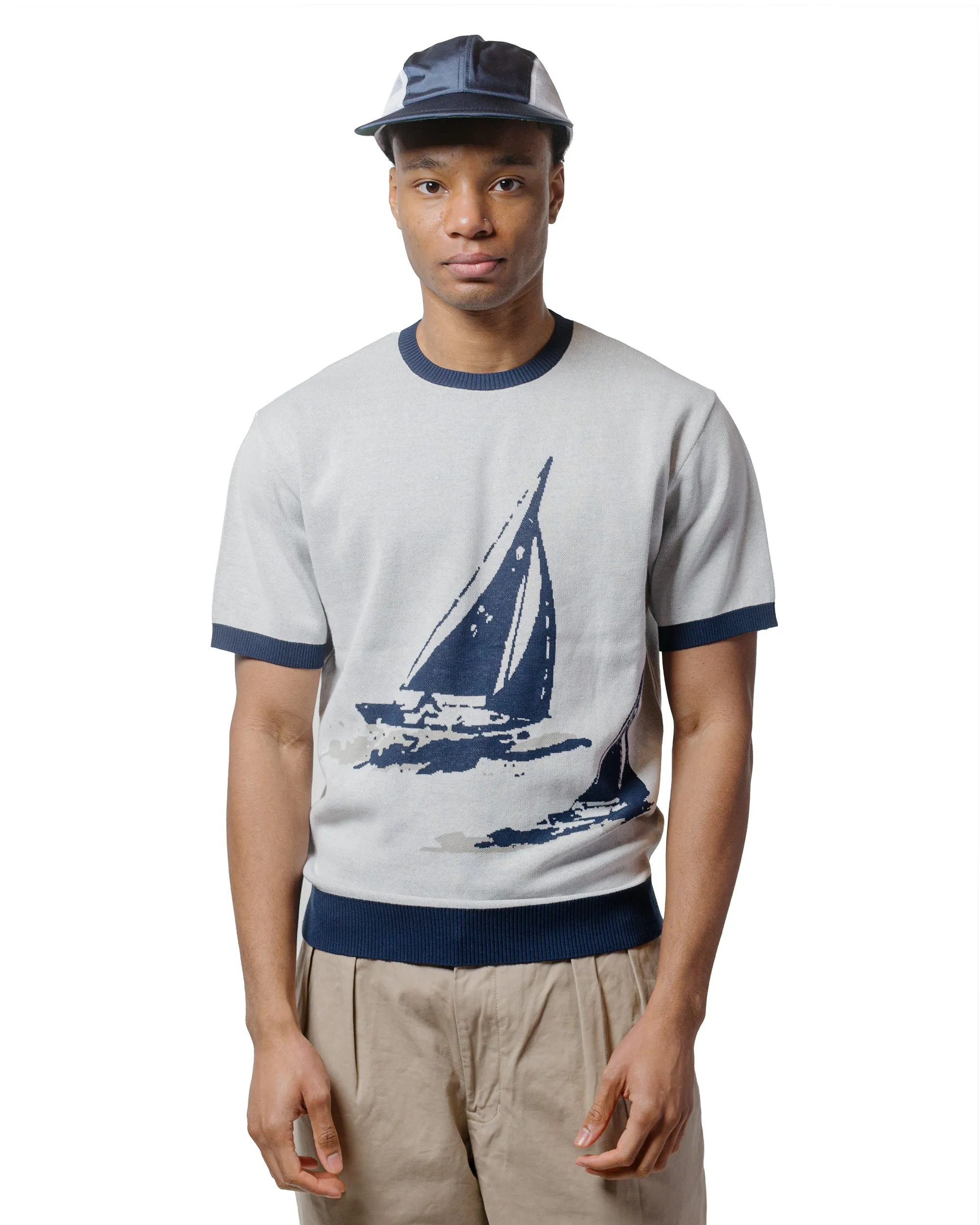 Beams Plus Sperry Top-Sider Knit Tee Box Jacquard White sold by Lost & Found product image thumbnail 2