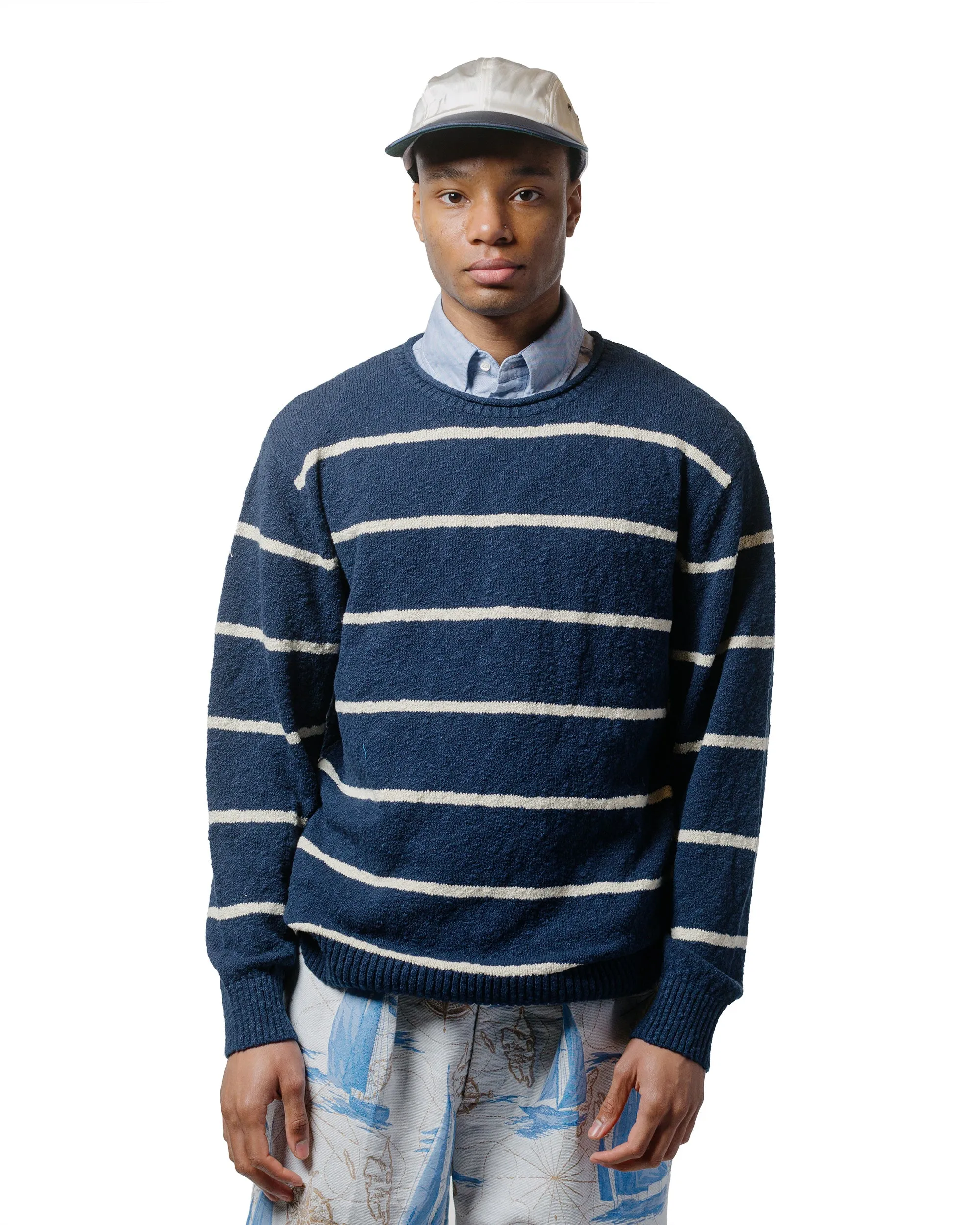 Beams Plus Sperry Top-Sider Crew Cotton Linen Slab Stripe Navy sold by Lost & Found product image thumbnail 2