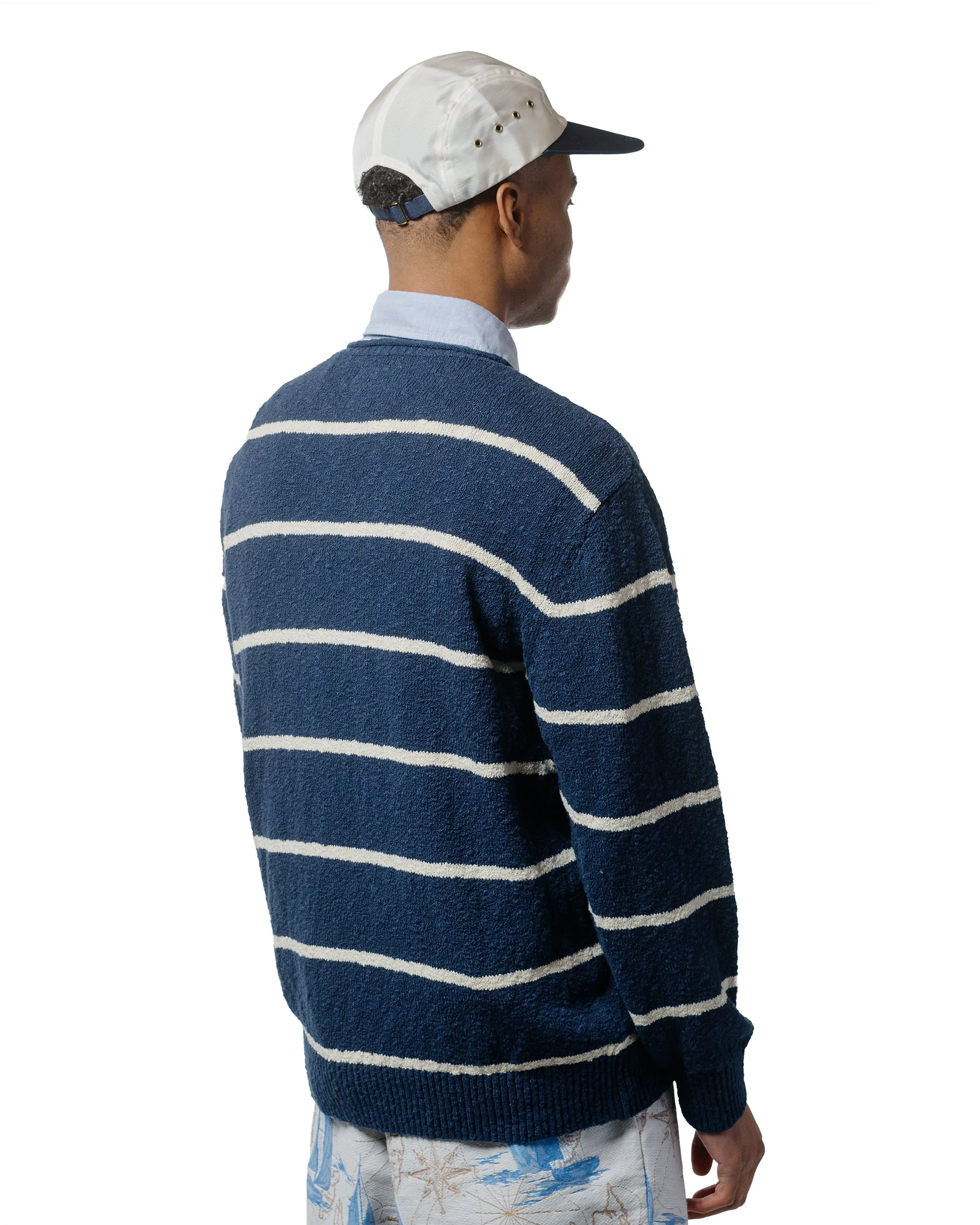 Beams Plus Sperry Top-Sider Crew Cotton Linen Slab Stripe Navy sold by Lost & Found product image thumbnail 3