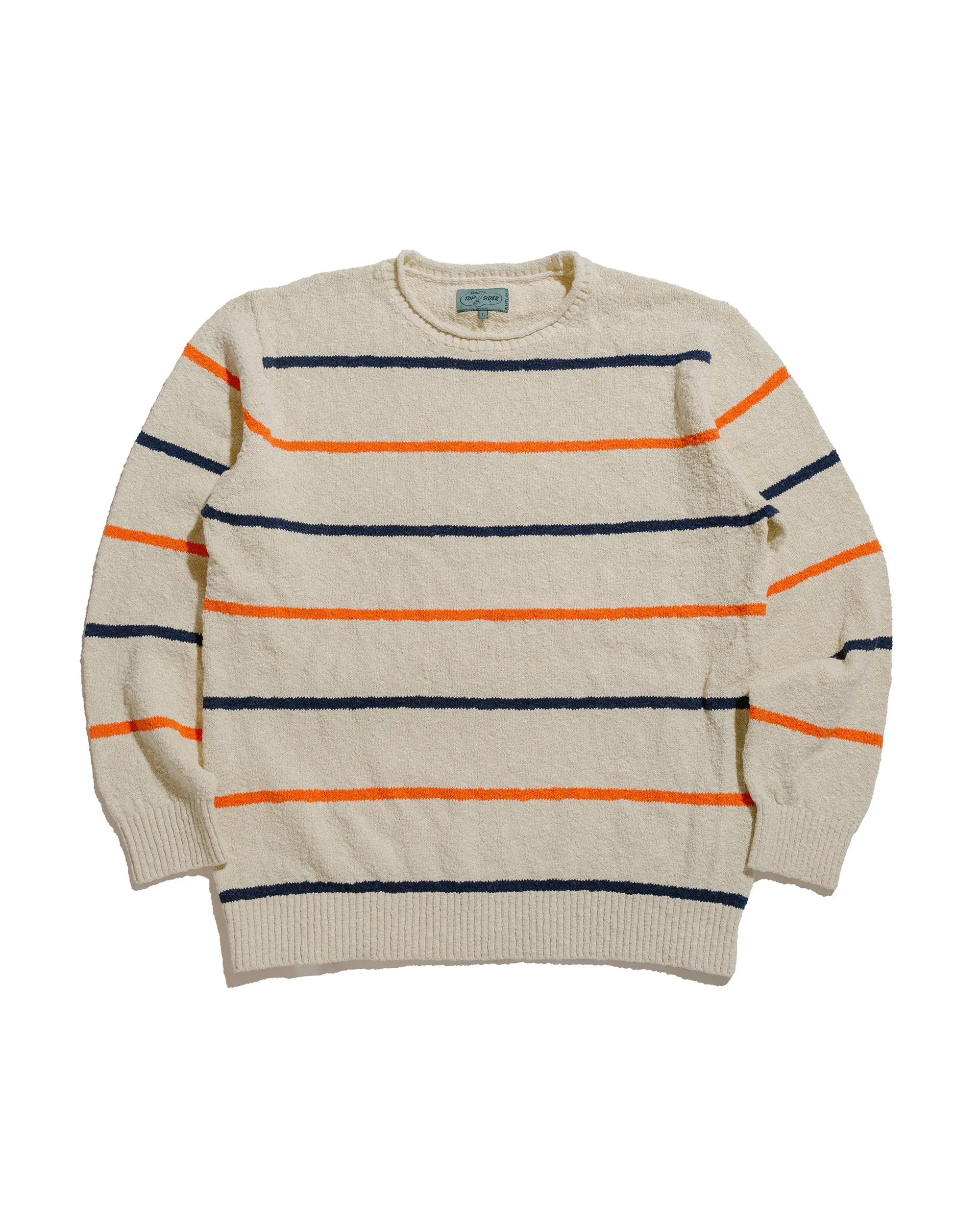 Beams Plus Sperry Top-Sider Crew Cotton Linen Slab Stripe White sold by Lost & Found