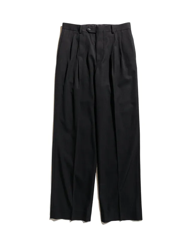 Auralee Light Wool Max Gabardine Two-Tuck Slacks Top Black sold by Lost & Found