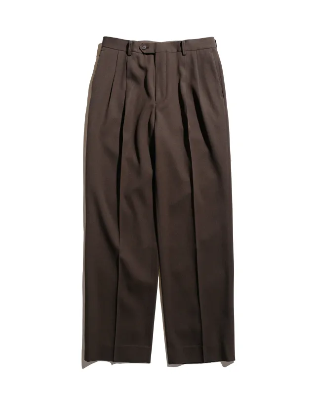 Auralee Light Wool Max Gabardine Two-Tuck Slacks Dark Brown sold by Lost & Found
