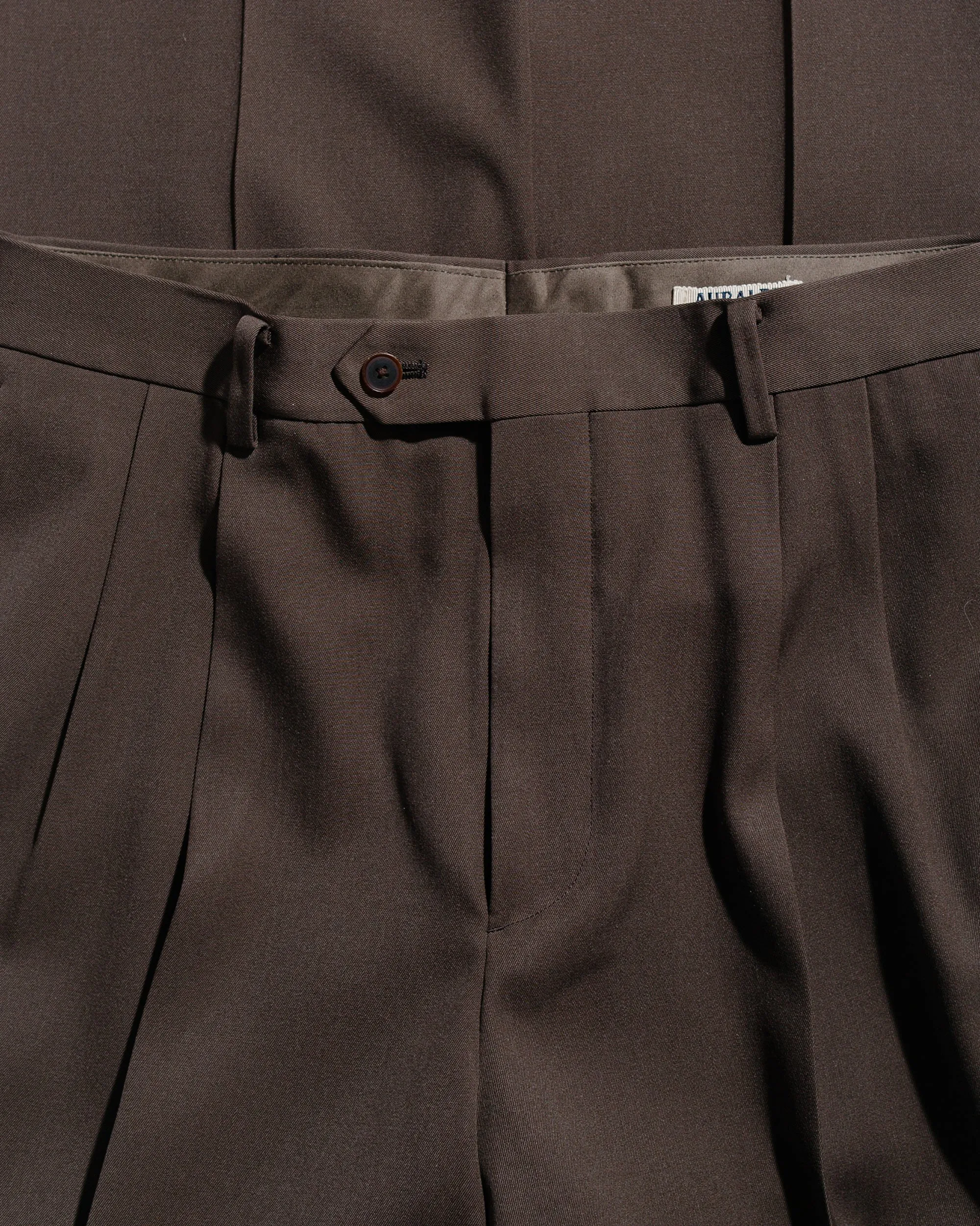 Auralee Light Wool Max Gabardine Two-Tuck Slacks Dark Brown sold by Lost & Found product image thumbnail 5