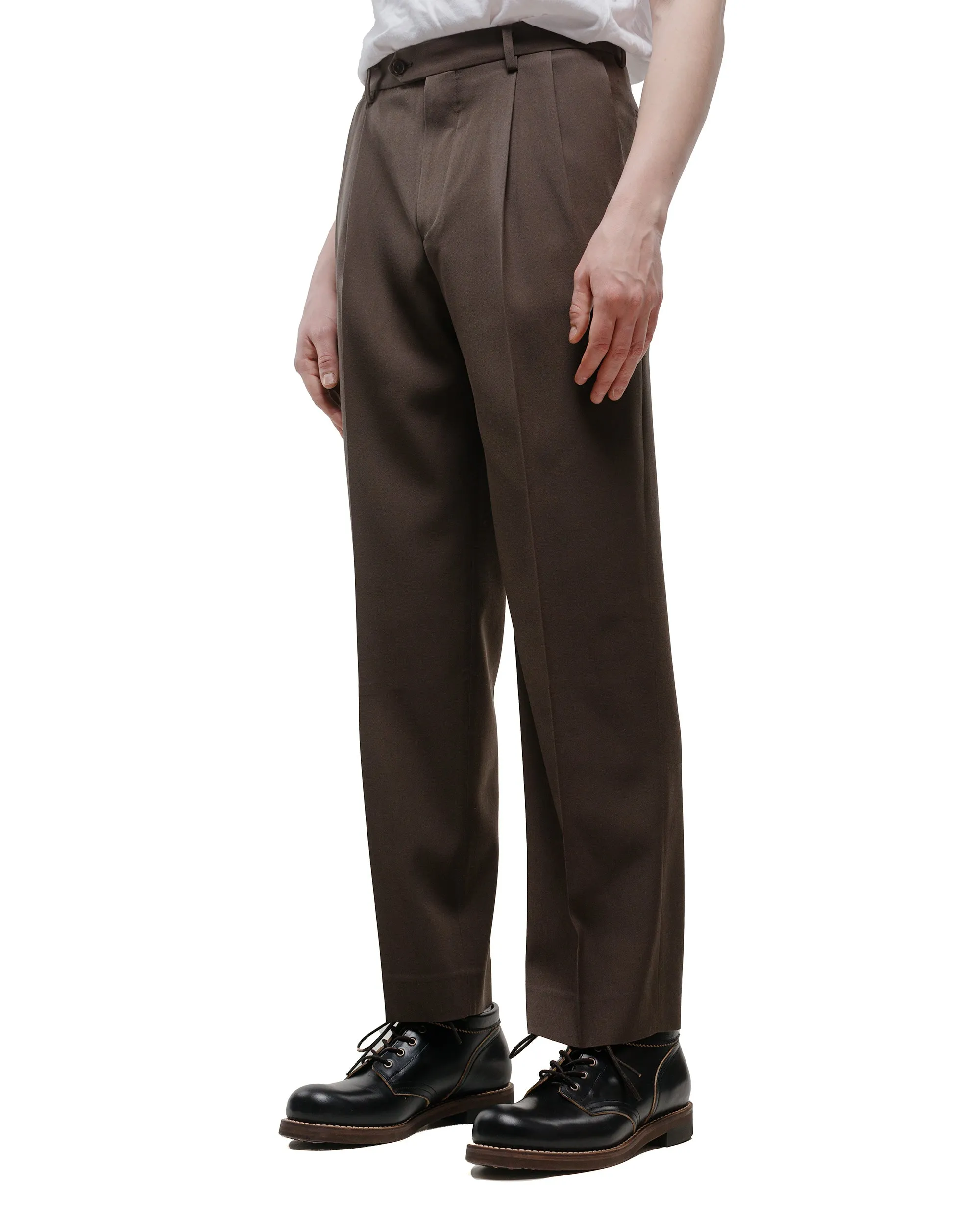 Auralee Light Wool Max Gabardine Two-Tuck Slacks Dark Brown sold by Lost & Found product image thumbnail 2