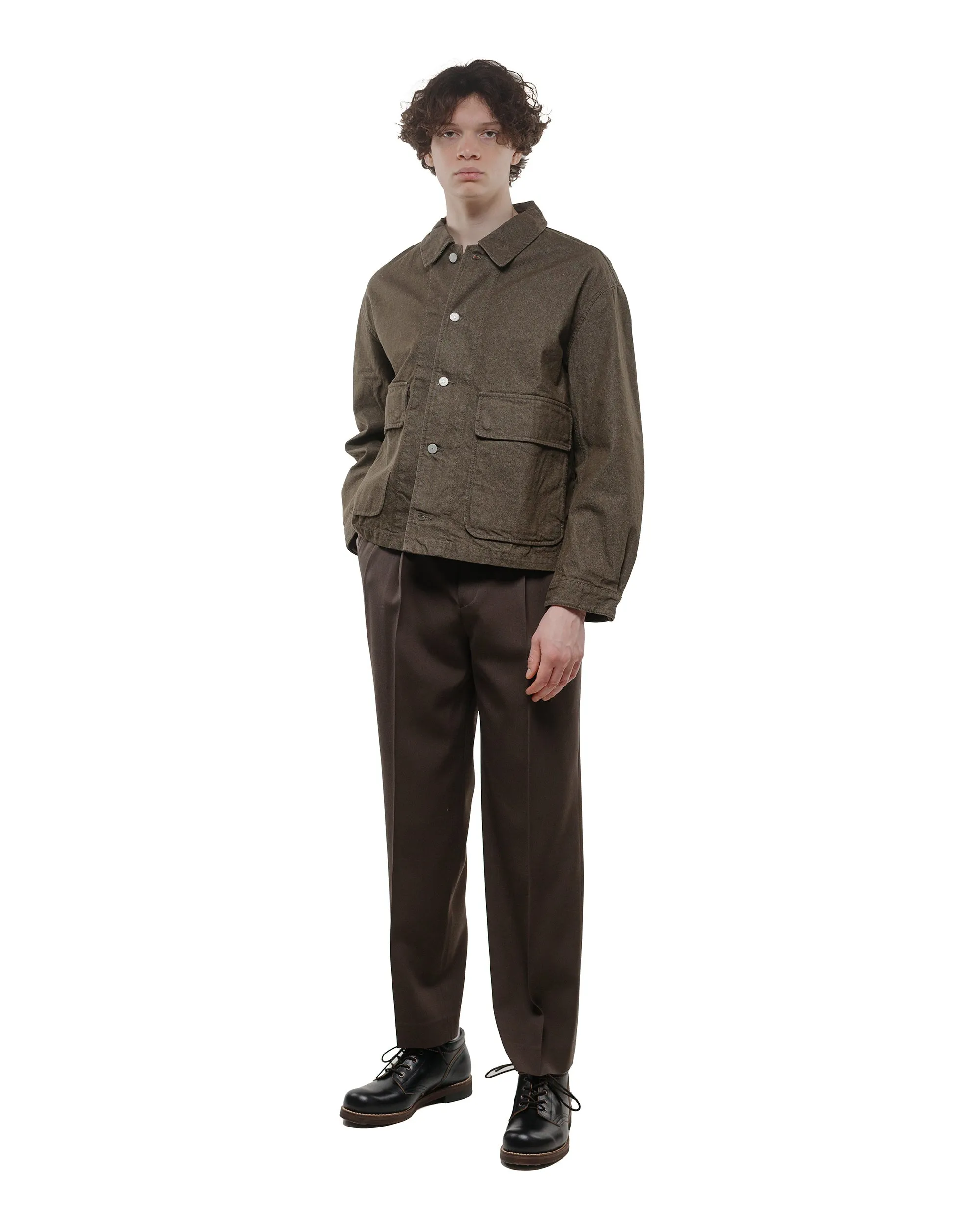 Auralee Light Wool Max Gabardine Two-Tuck Slacks Dark Brown sold by Lost & Found product image thumbnail 4