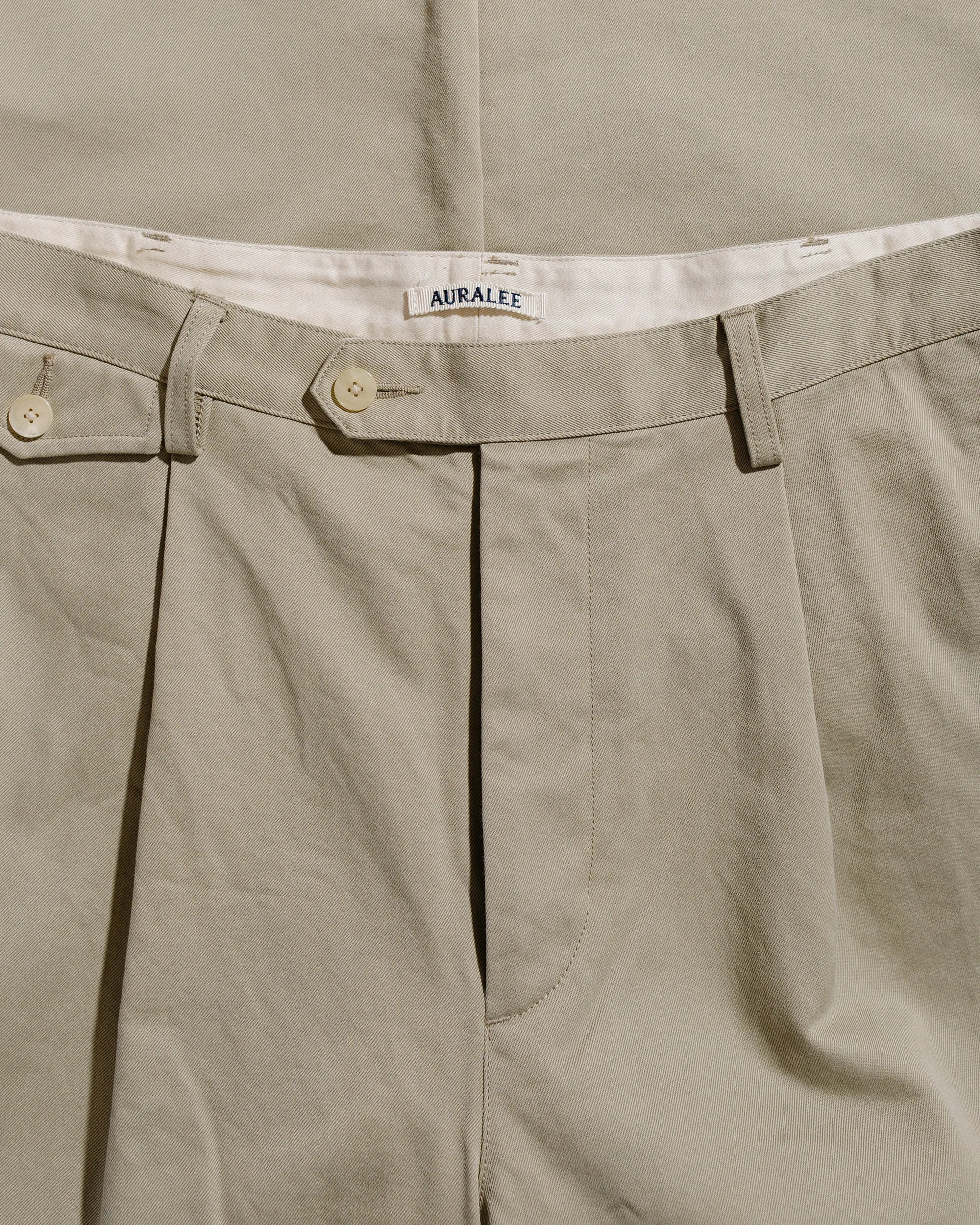 Auralee Washed Finx Chino One-Tuck Pants Light Khaki sold by Lost & Found product image thumbnail 5