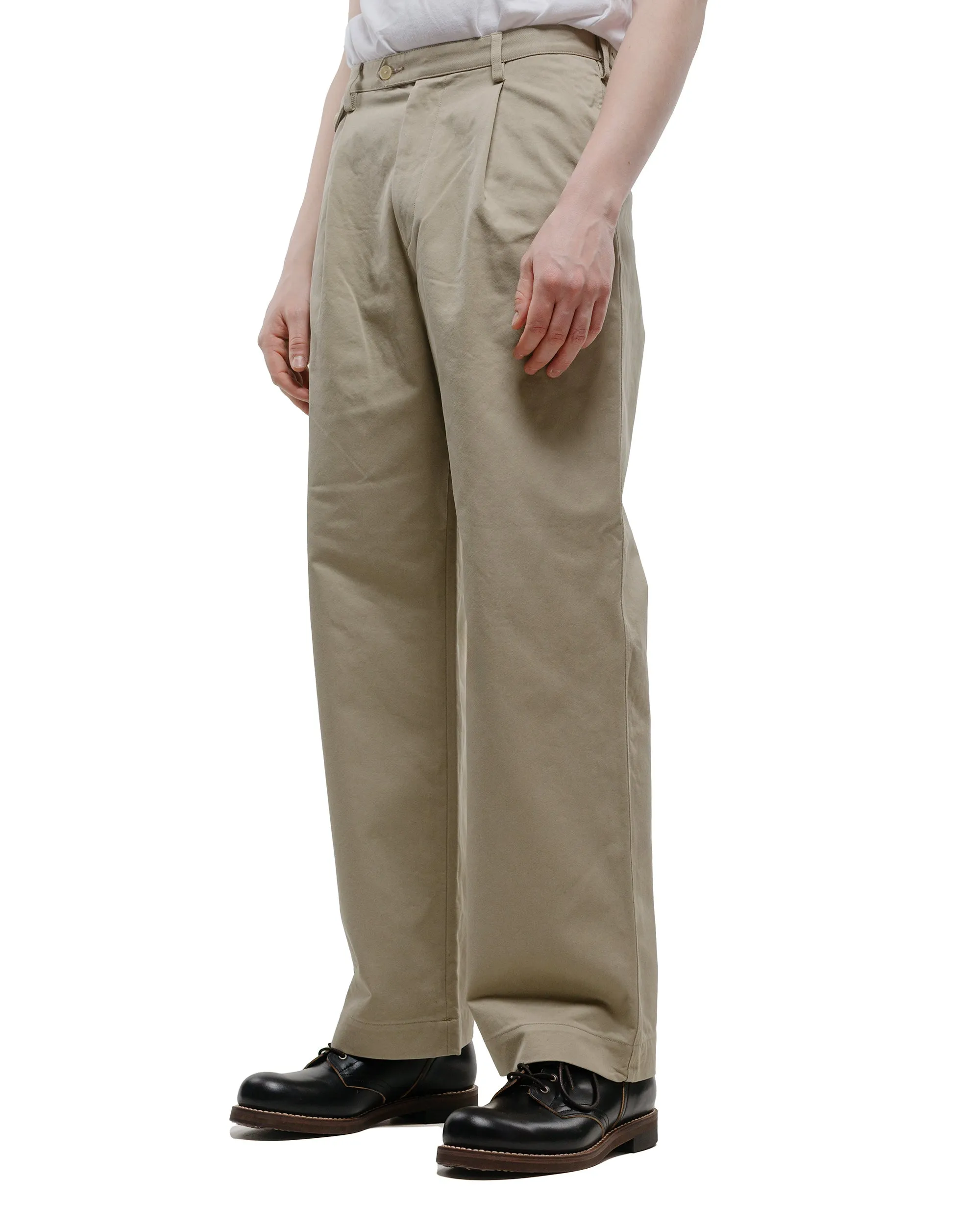 Auralee Washed Finx Chino One-Tuck Pants Light Khaki sold by Lost & Found product image thumbnail 2