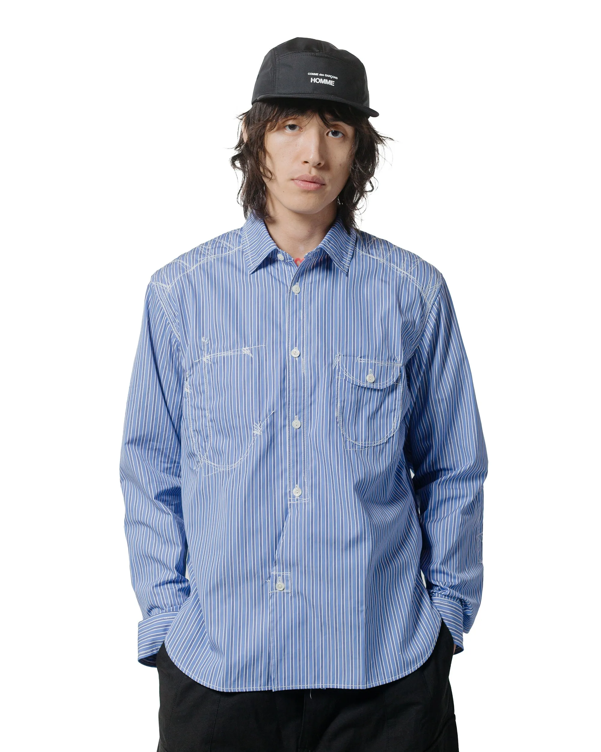 Junya Watanabe MAN Stitch Stripe Shirt Blue sold by Lost & Found product image thumbnail 2