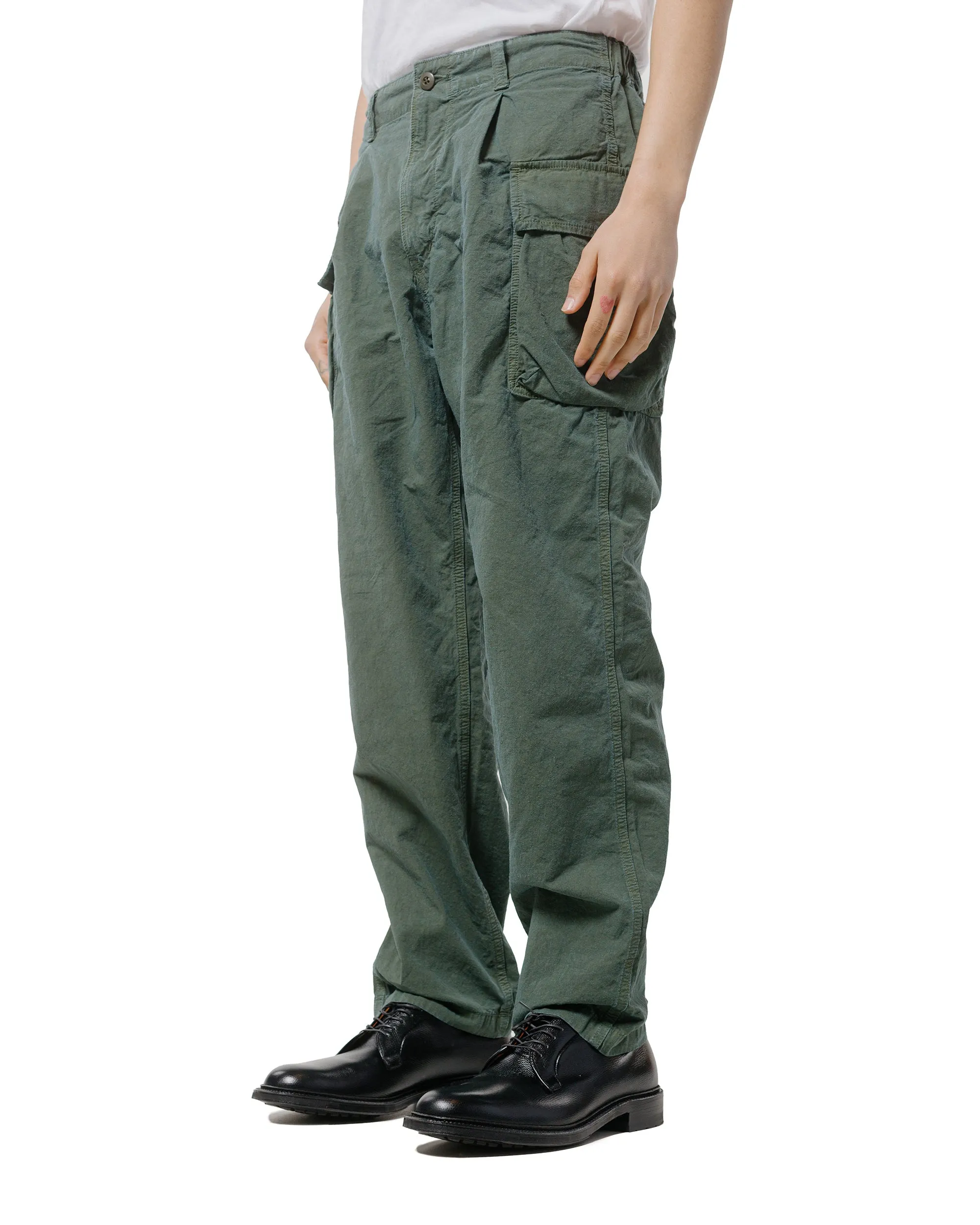 Sage de Cret High Density Cotton/Hemp Single Pleated Peg Top Cargo Pants Olive sold by Lost & Found product image thumbnail 2